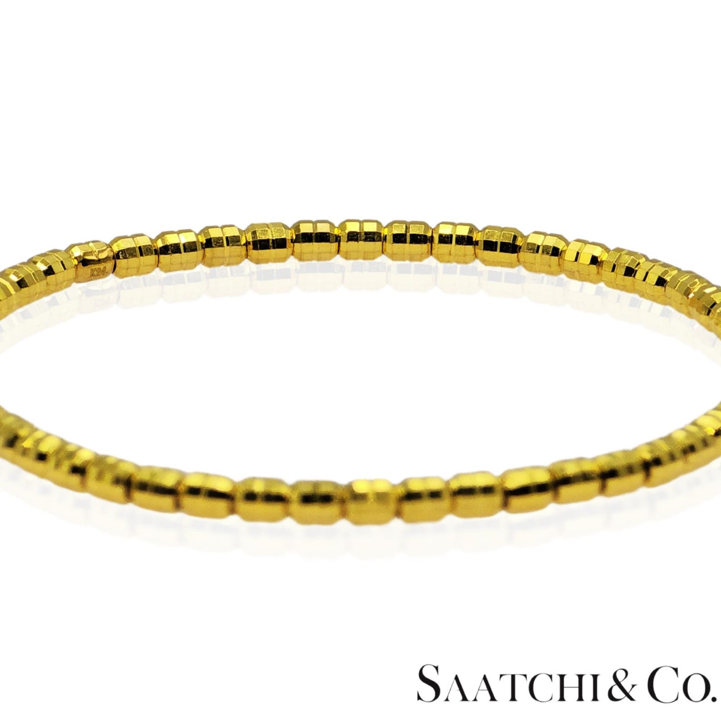 24K Yellow Gold 7.12 Grams Stretchable Elastic Bracelet.