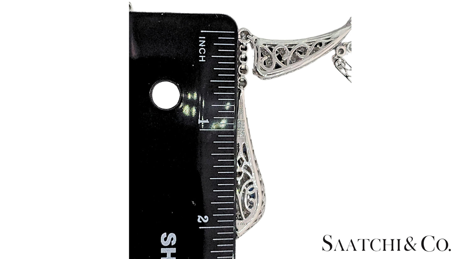GIA Certified Diamond and Natural Sapphire in Platinum 950 Elegant Necklace