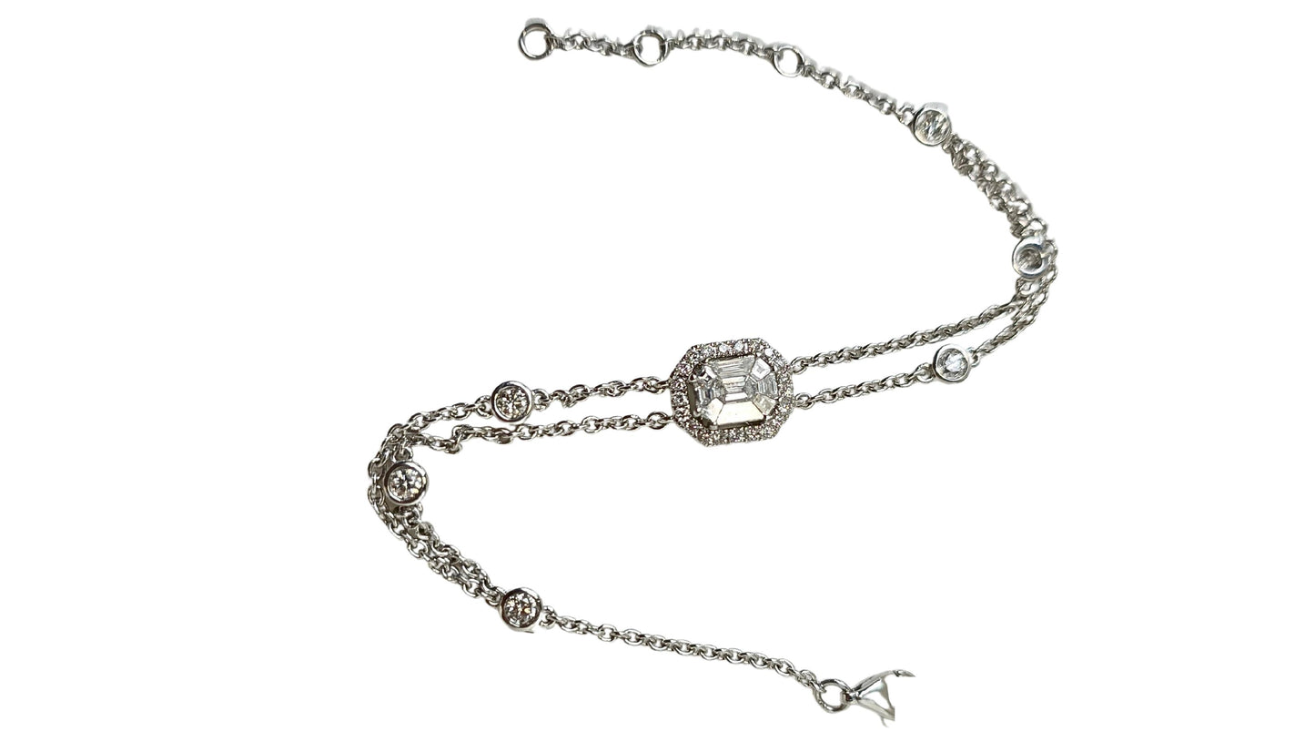 Elegant 18K White Gold Bracelet with 1 Ct Natural White Diamonds, 5 grams