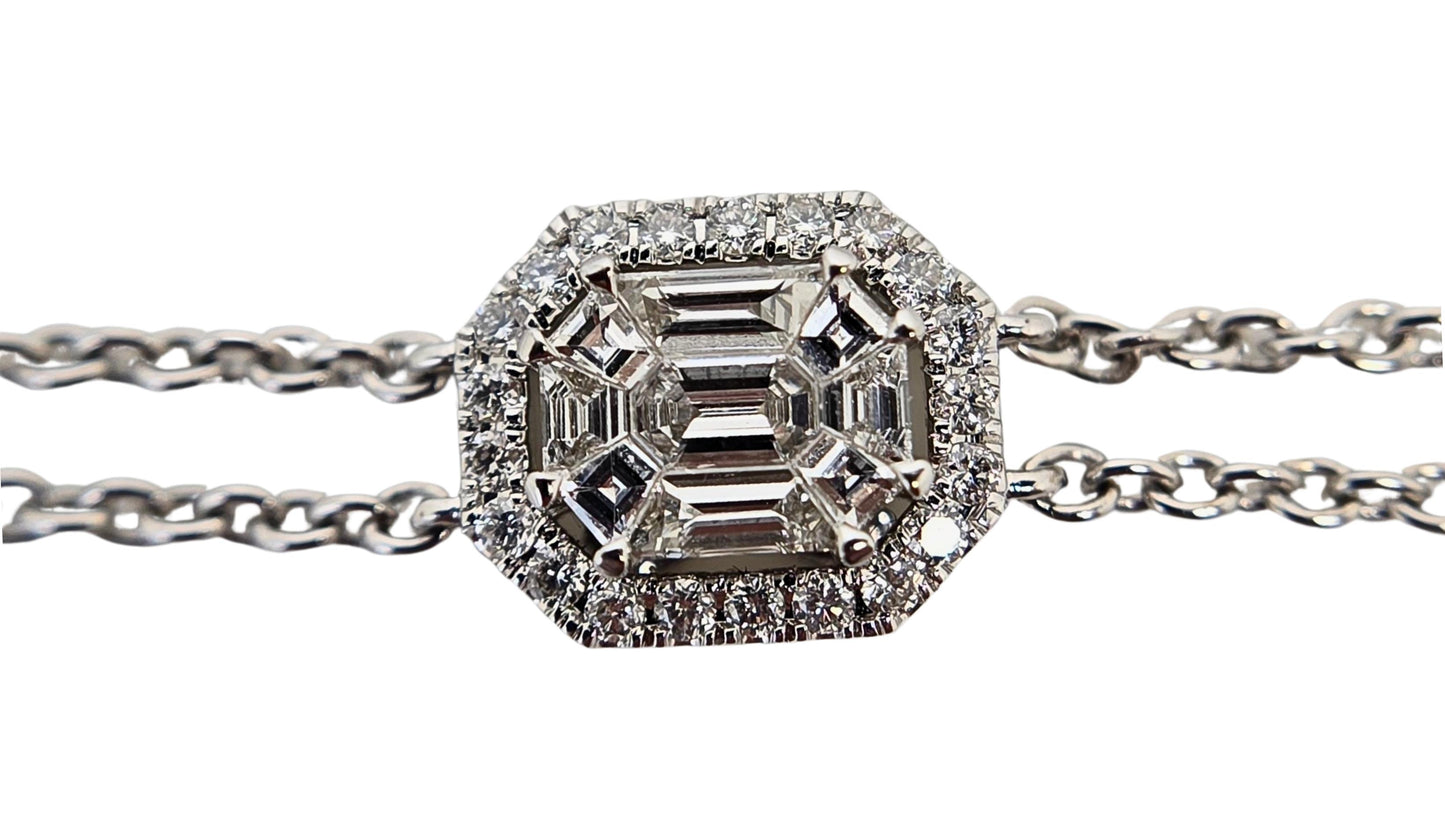 Elegant 18K White Gold Bracelet with 1 Ct Natural White Diamonds, 5 grams
