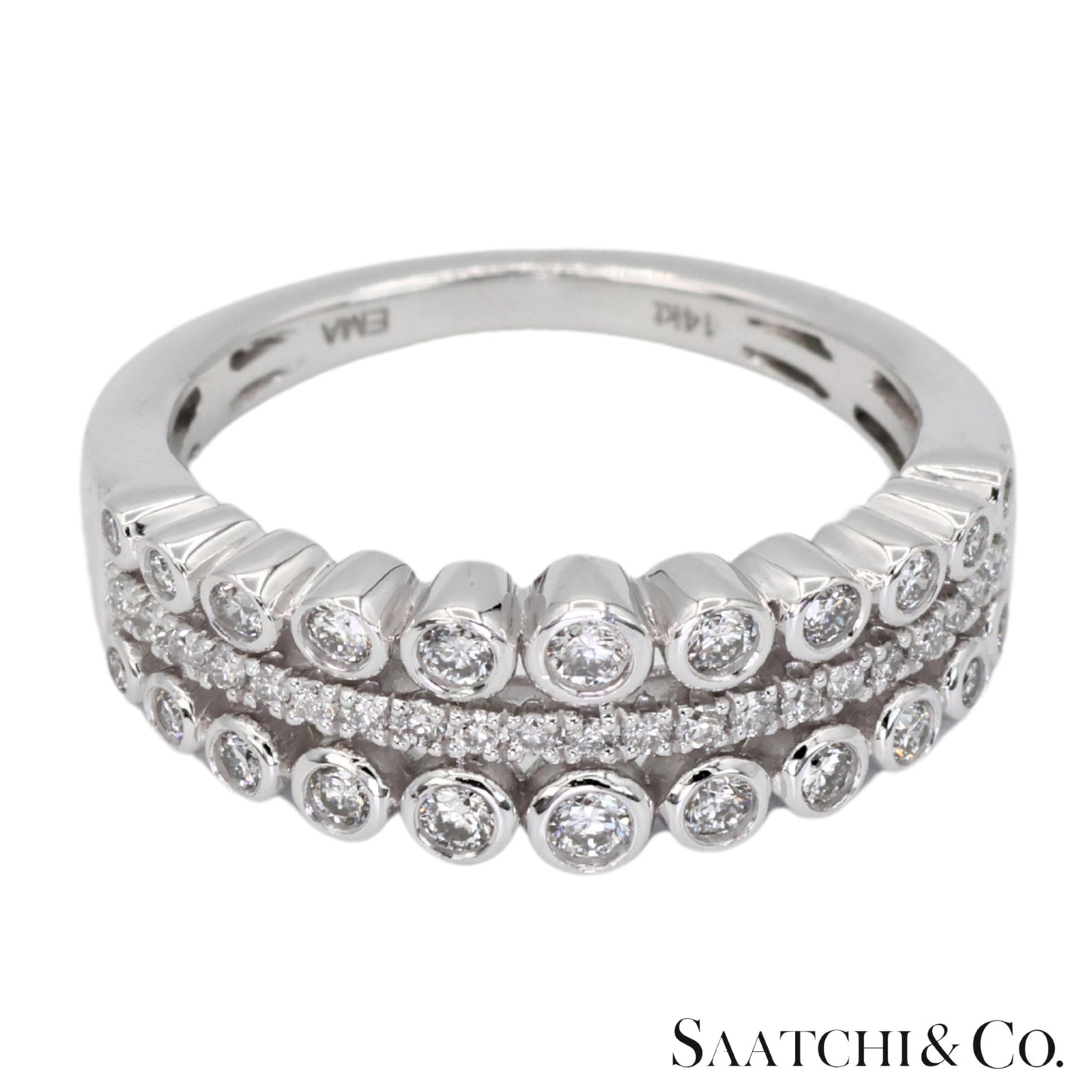 14k(585) White Gold Natural White Diamond Ring