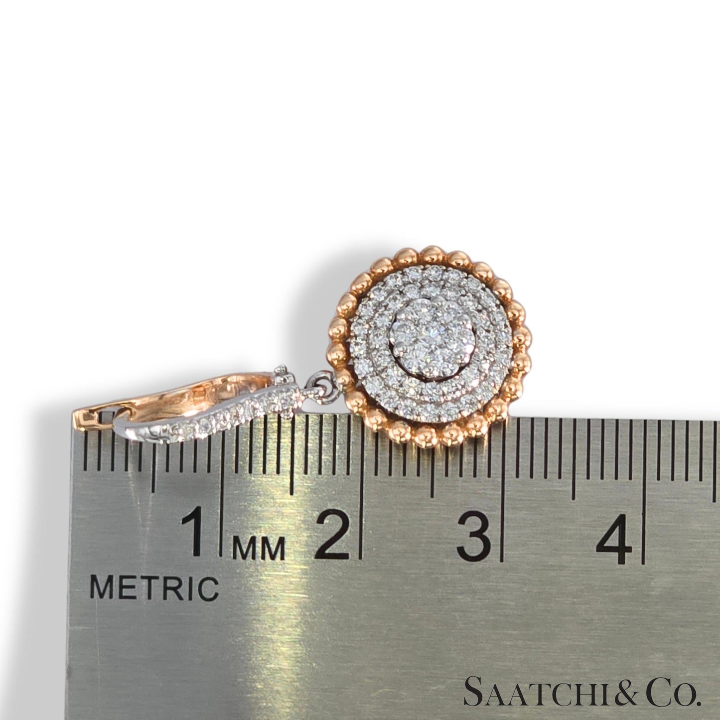 Two Tone Natural Diamond Earring in 18K (750) White & Rose Gold