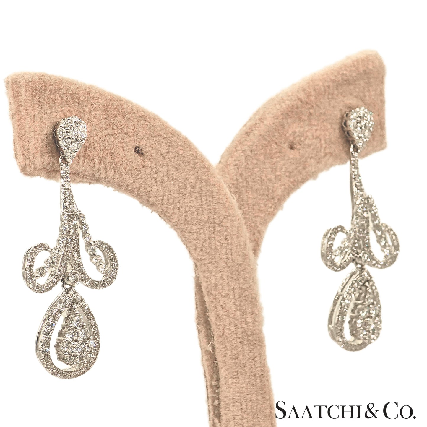 Natural Diamond Earring Pear Shape in 18K (750) White Gold