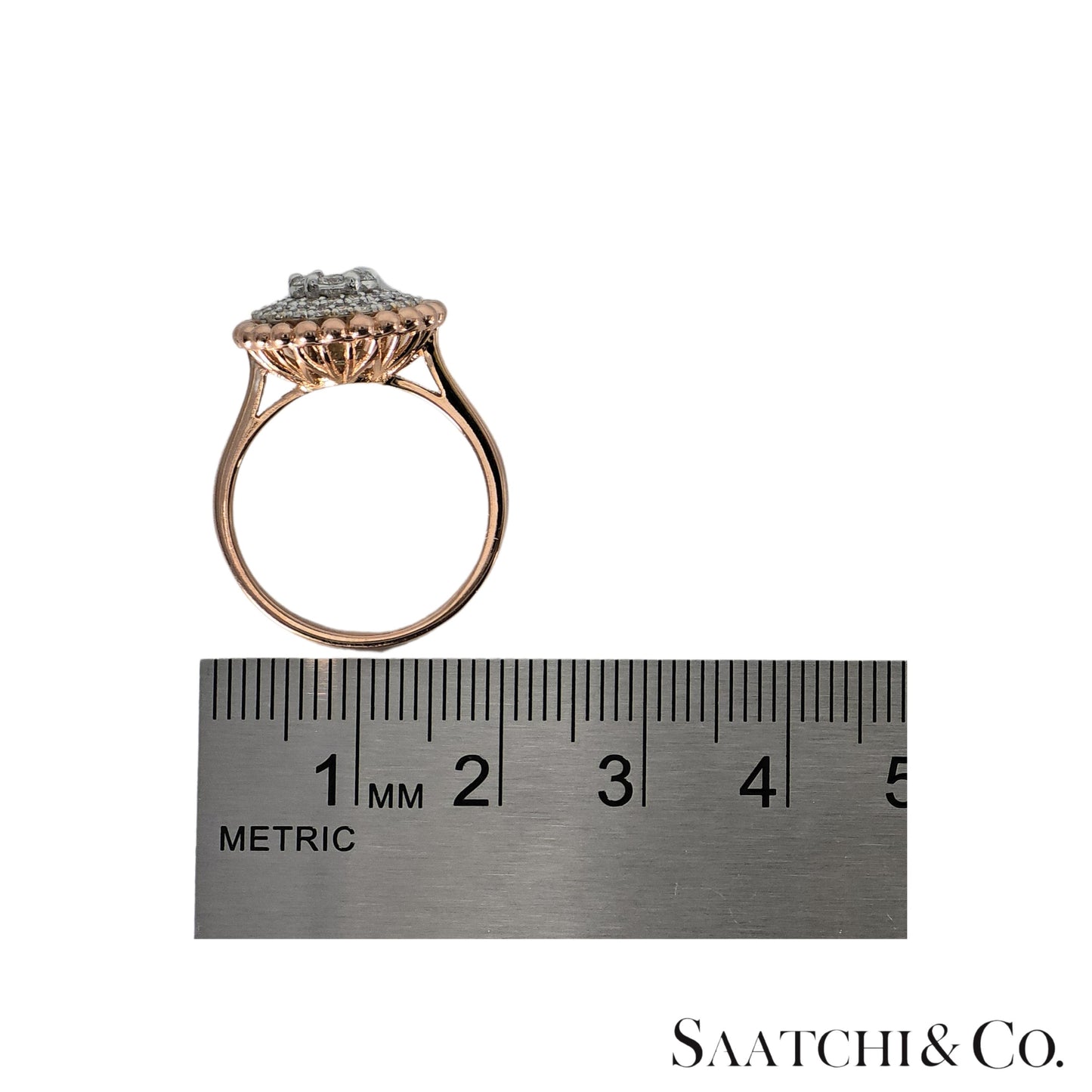 Natural Diamond Ring 18K White Rose Gold (750) Two Tone