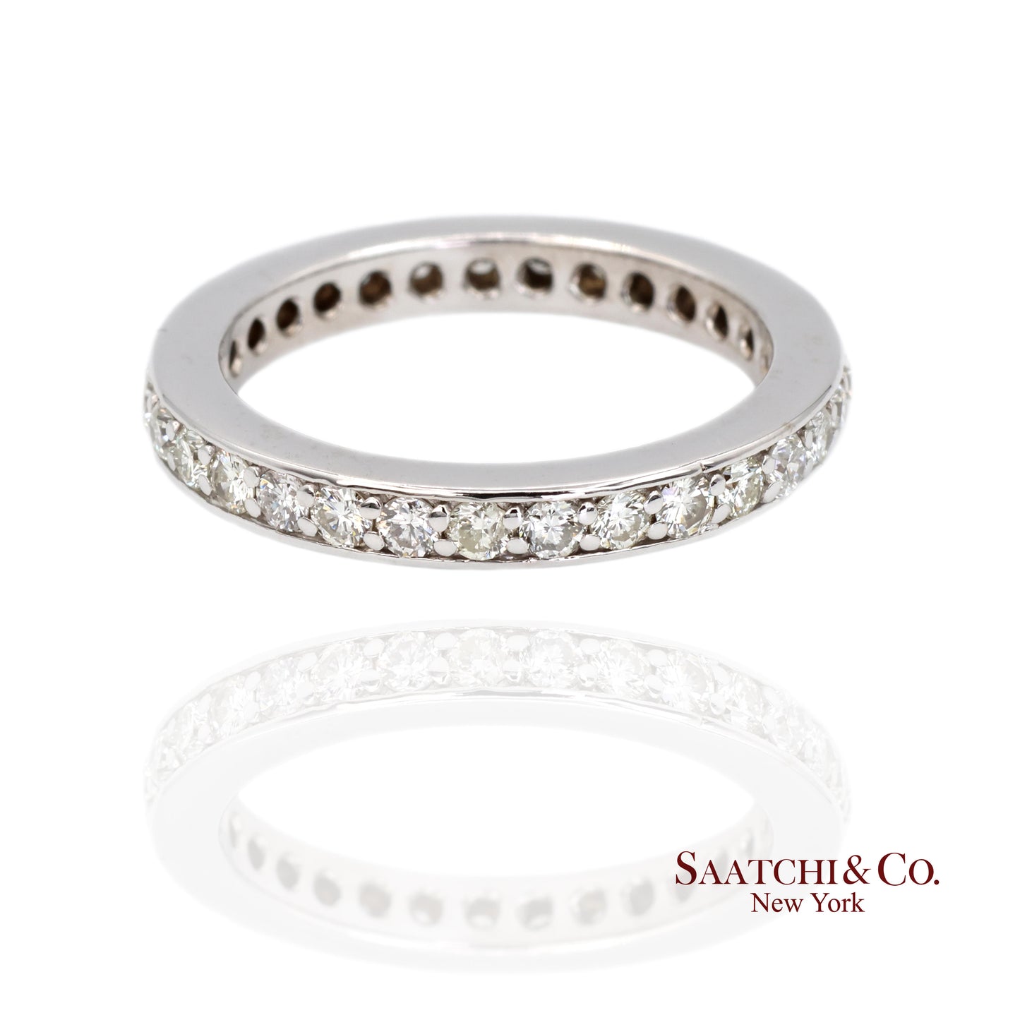 14k (585) White Gold Natural Diamond Eternity Band Size 6.5