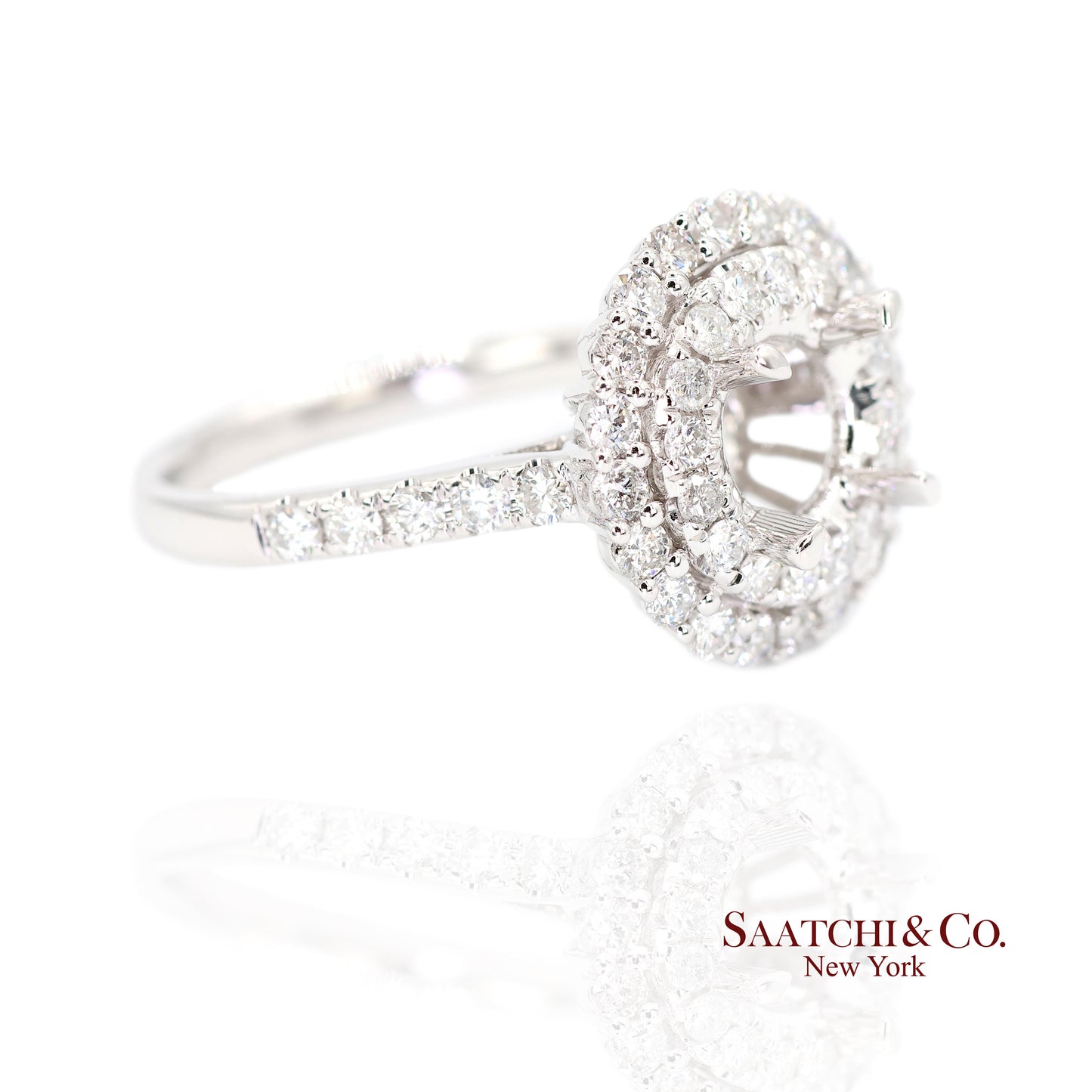 Platinum 950 Natural Brilliant Diamond Mounting Ring Size 6.5