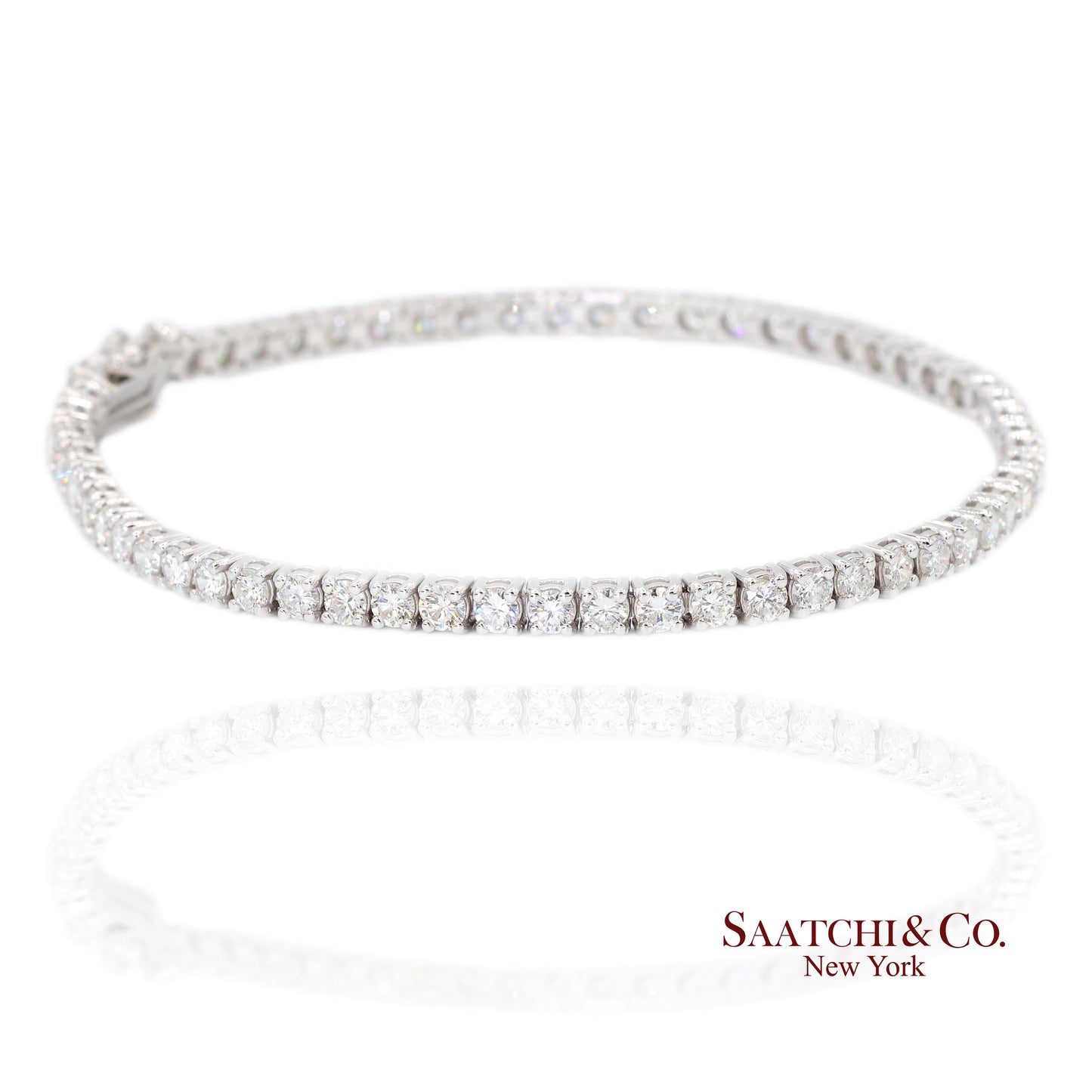 14k (585) White Gold Natural Diamond Tennis Bracelet size 7.5 inch