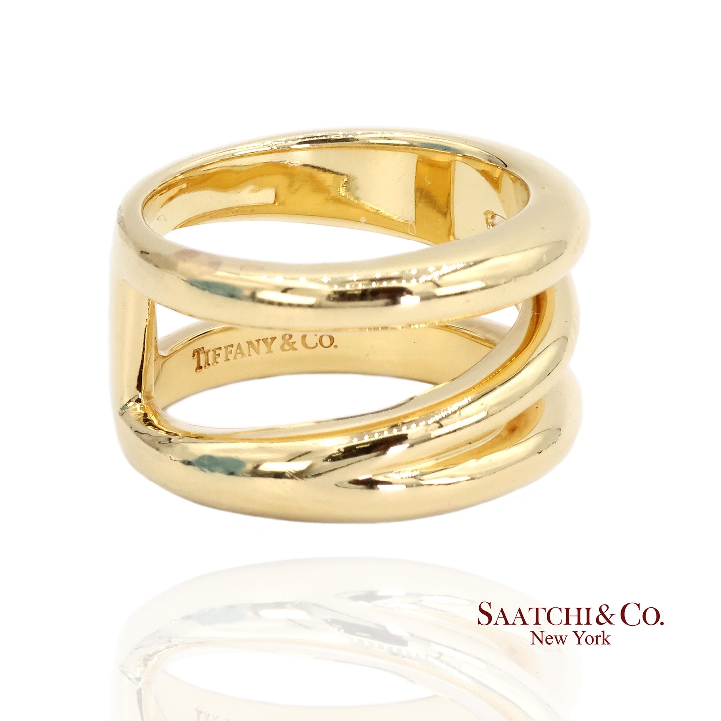 TIFFANY & Co. 18K Gold Diagonal Ring 5.5 Yellow Gold