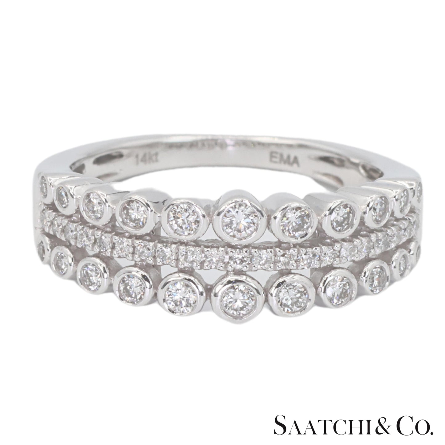 14k(585) White Gold Natural White Diamond Ring