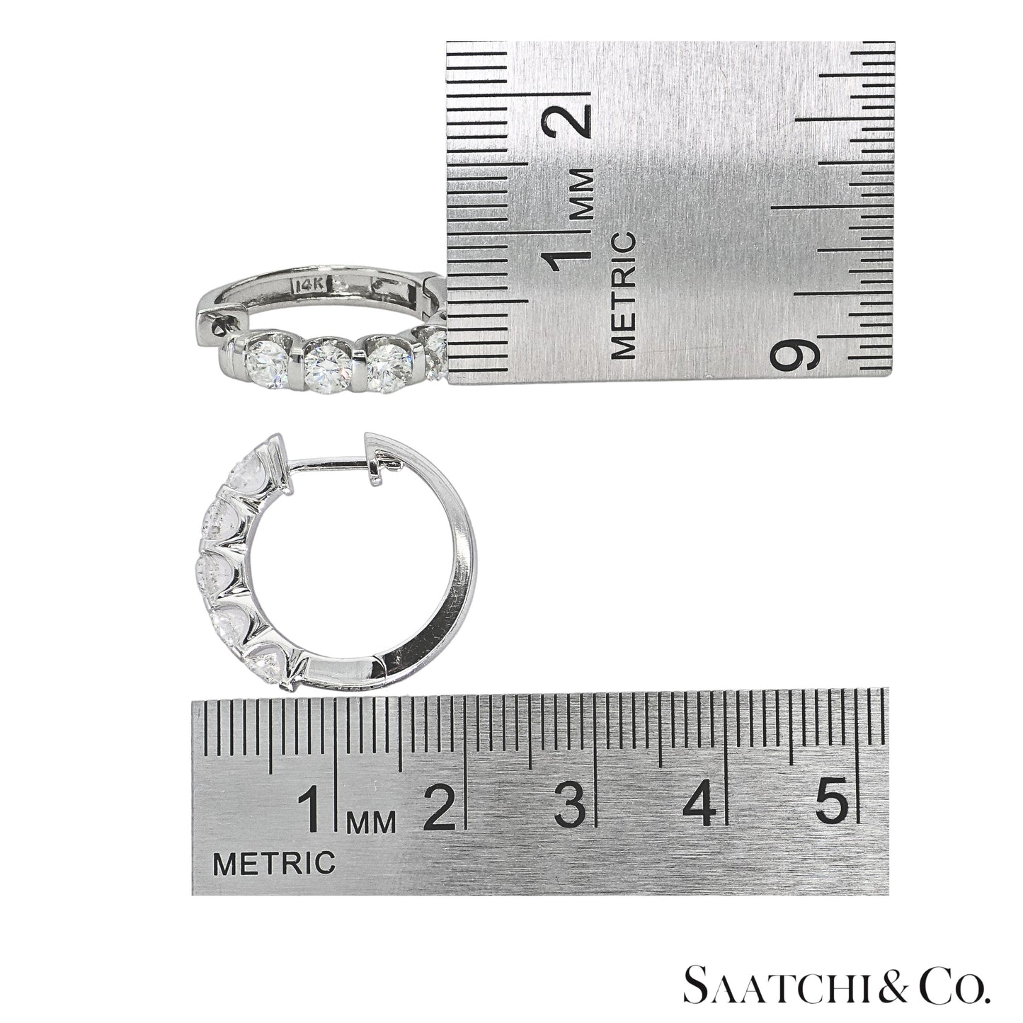Natural Diamond Hoop Earrings 14K (585) White Gold