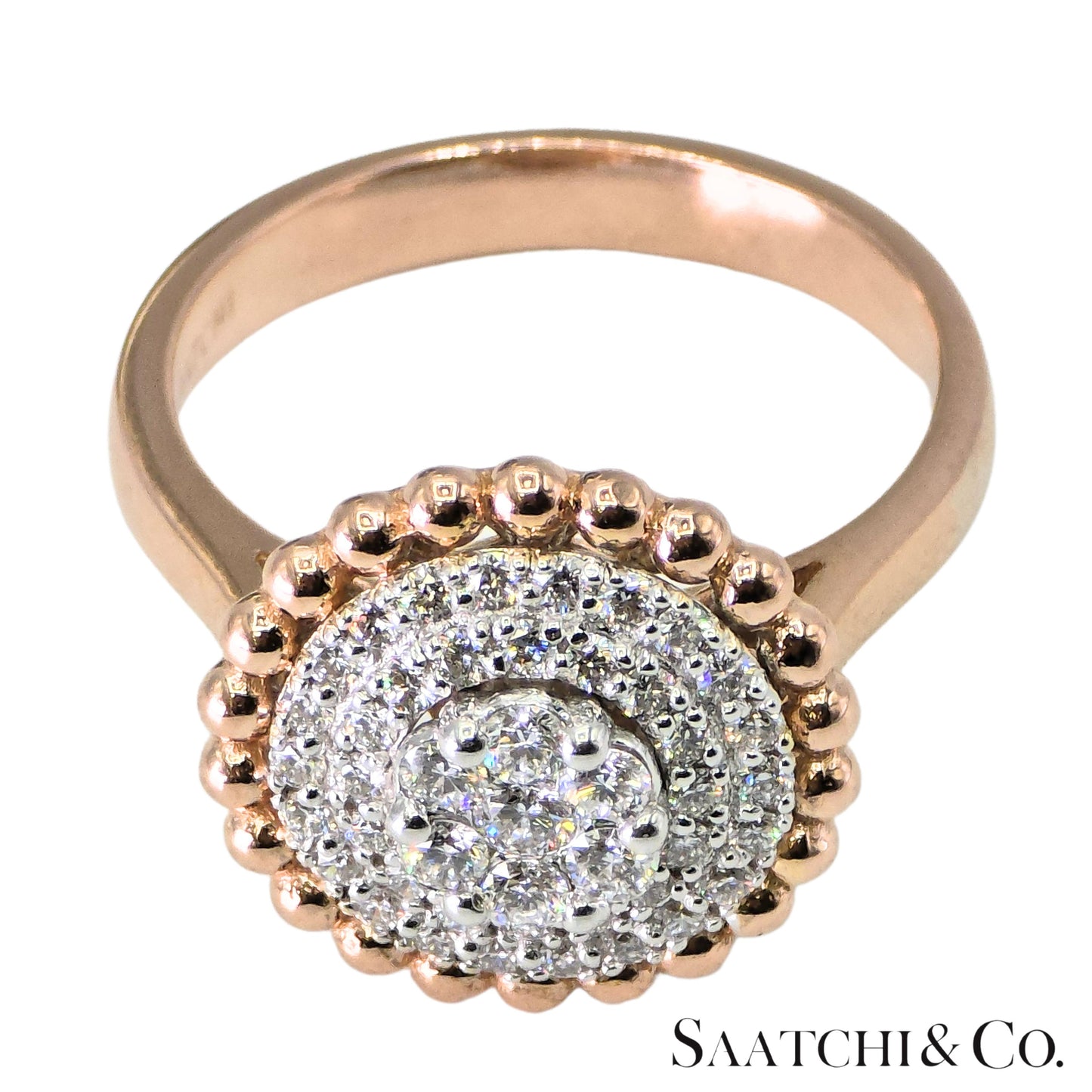 Natural Diamond Ring 18K White Rose Gold (750) Two Tone