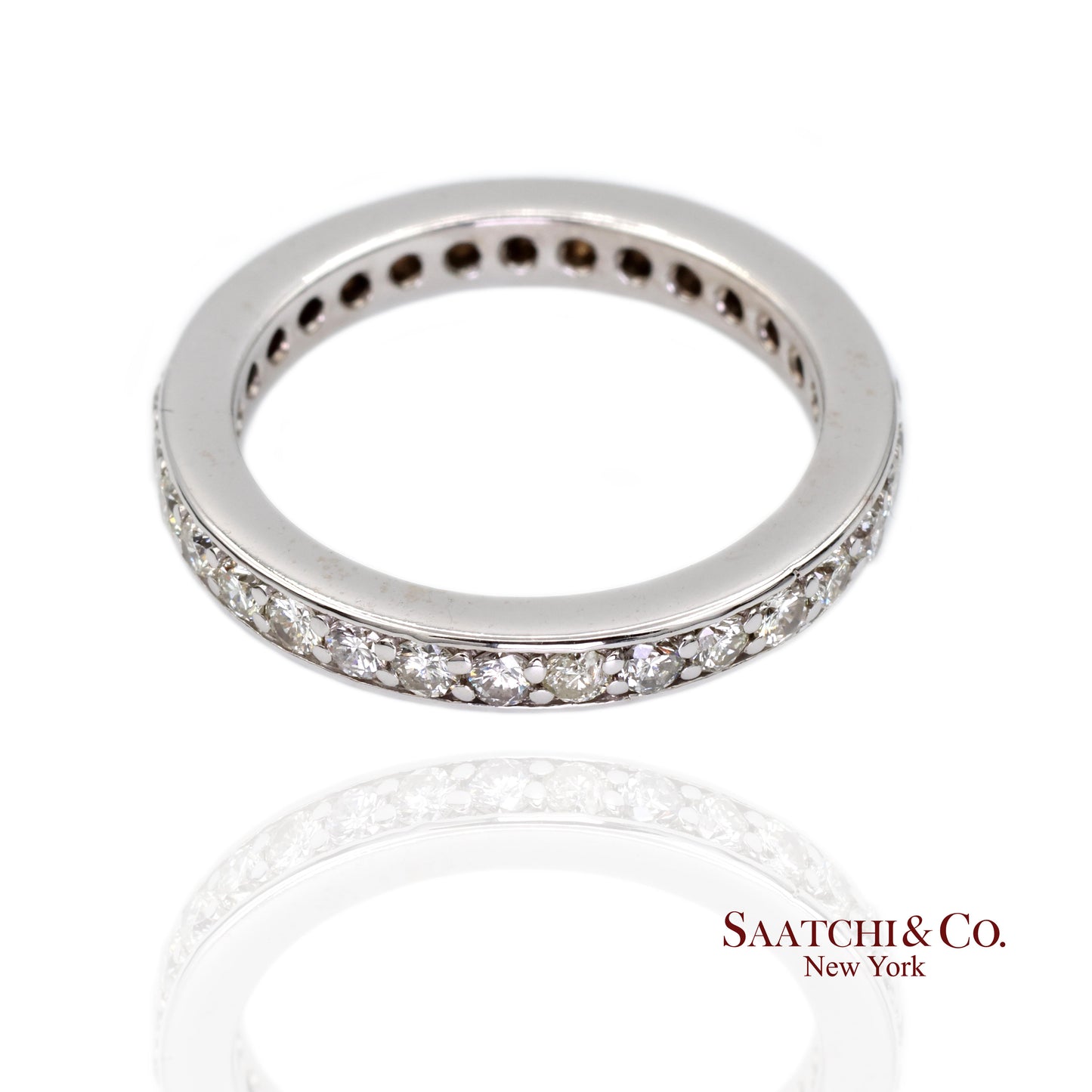 14k (585) White Gold Natural Diamond Eternity Band Size 6.5