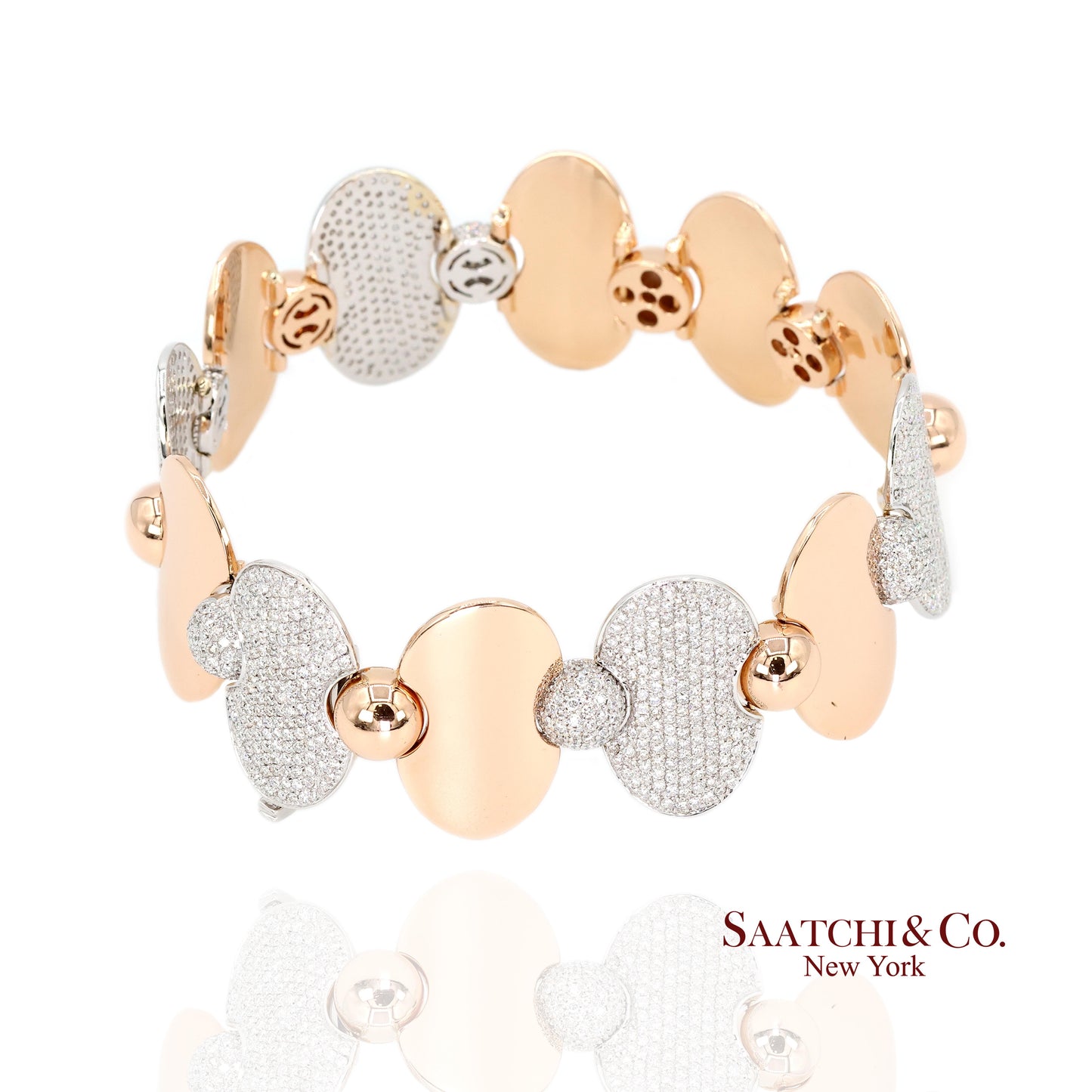 18k (750) Two Tone White and Rose Gold Natural Diamond Tennis Bracelet
