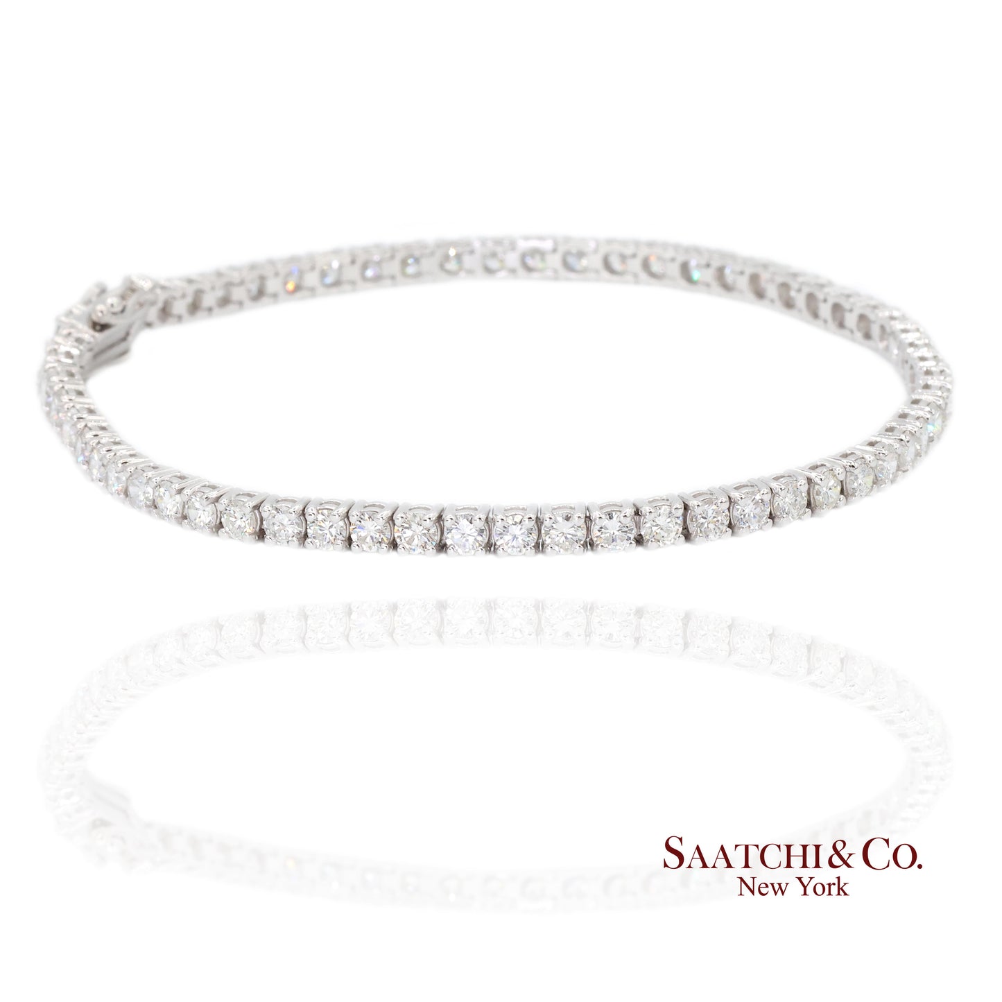 14k (585) White Gold Natural Diamond Tennis Bracelet size 7.5 inch