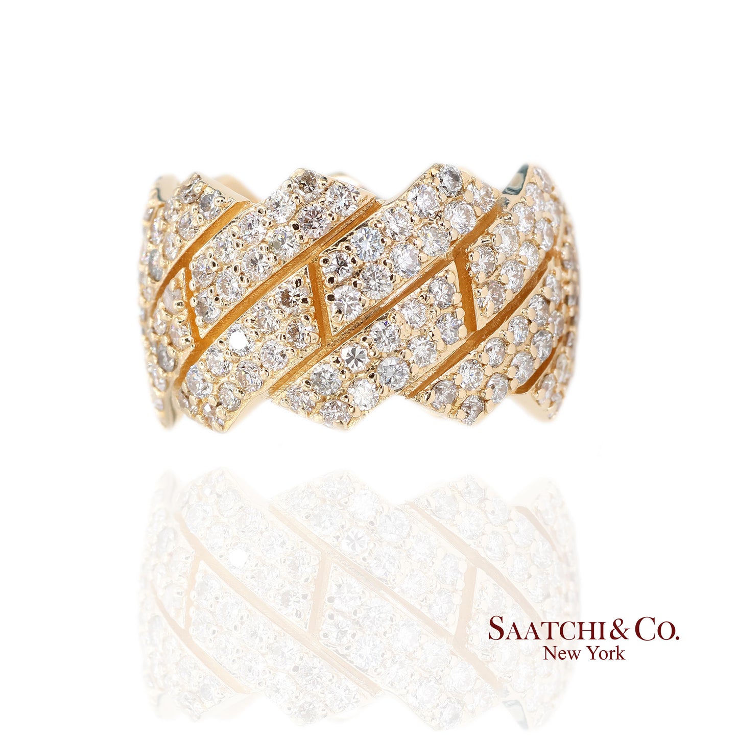18k (750) Yellow Gold 4.50 Ct Natural Diamond Ring Band
