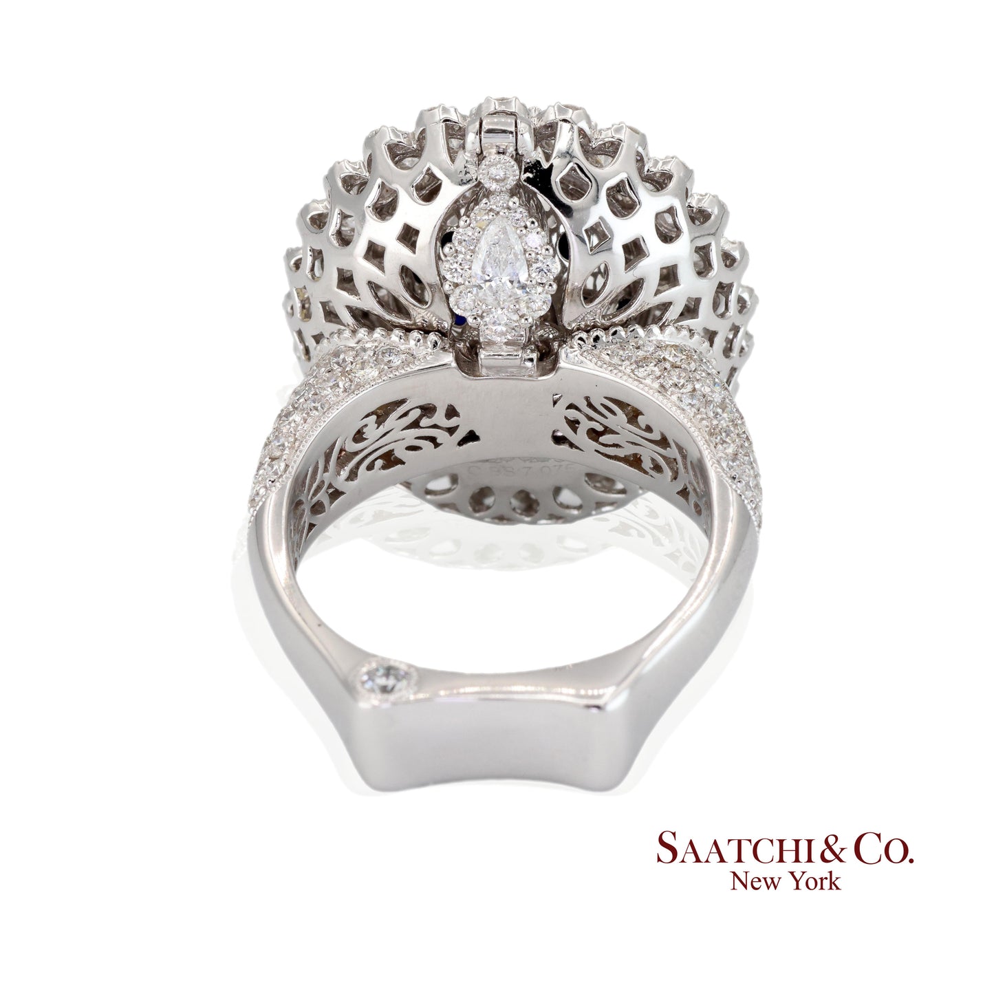 18k (750) White Gold Convertible Ring in Natural Sapphire and Natural Diamond