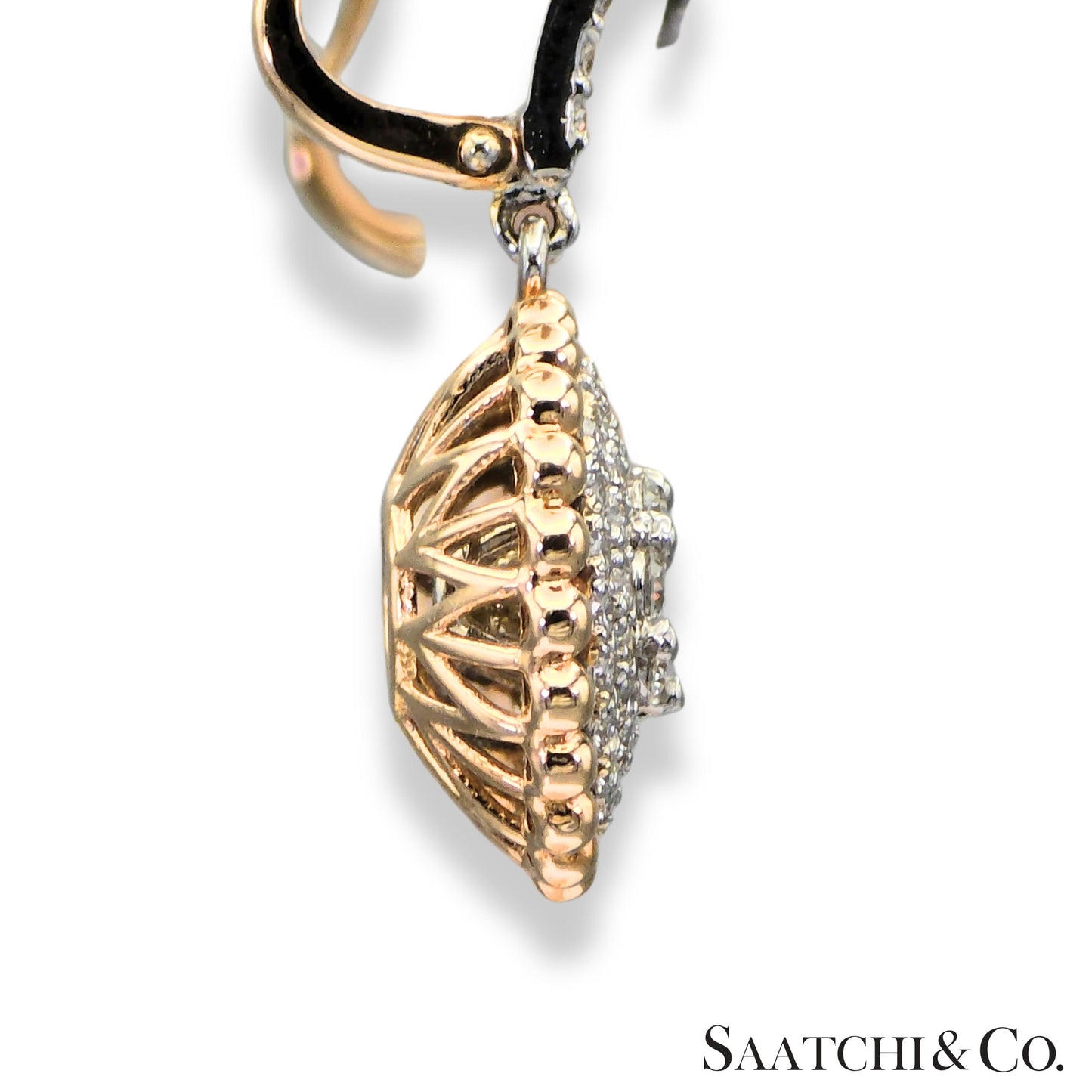 Two Tone Natural Diamond Earring in 18K (750) White & Rose Gold