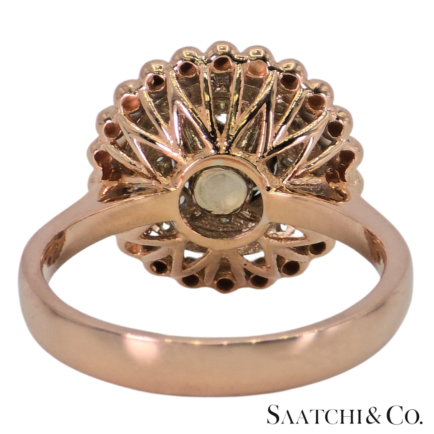 Natural Diamond Ring 18K White Rose Gold (750) Two Tone