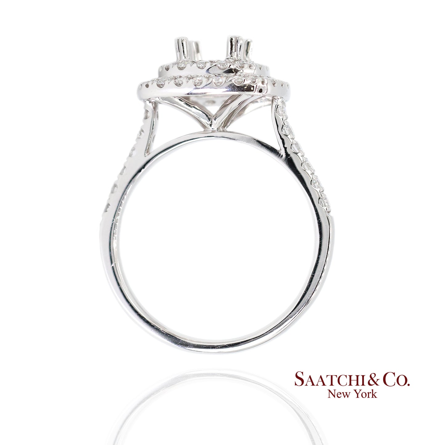 Platinum 950 Natural Brilliant Diamond Mounting Ring Size 6.5