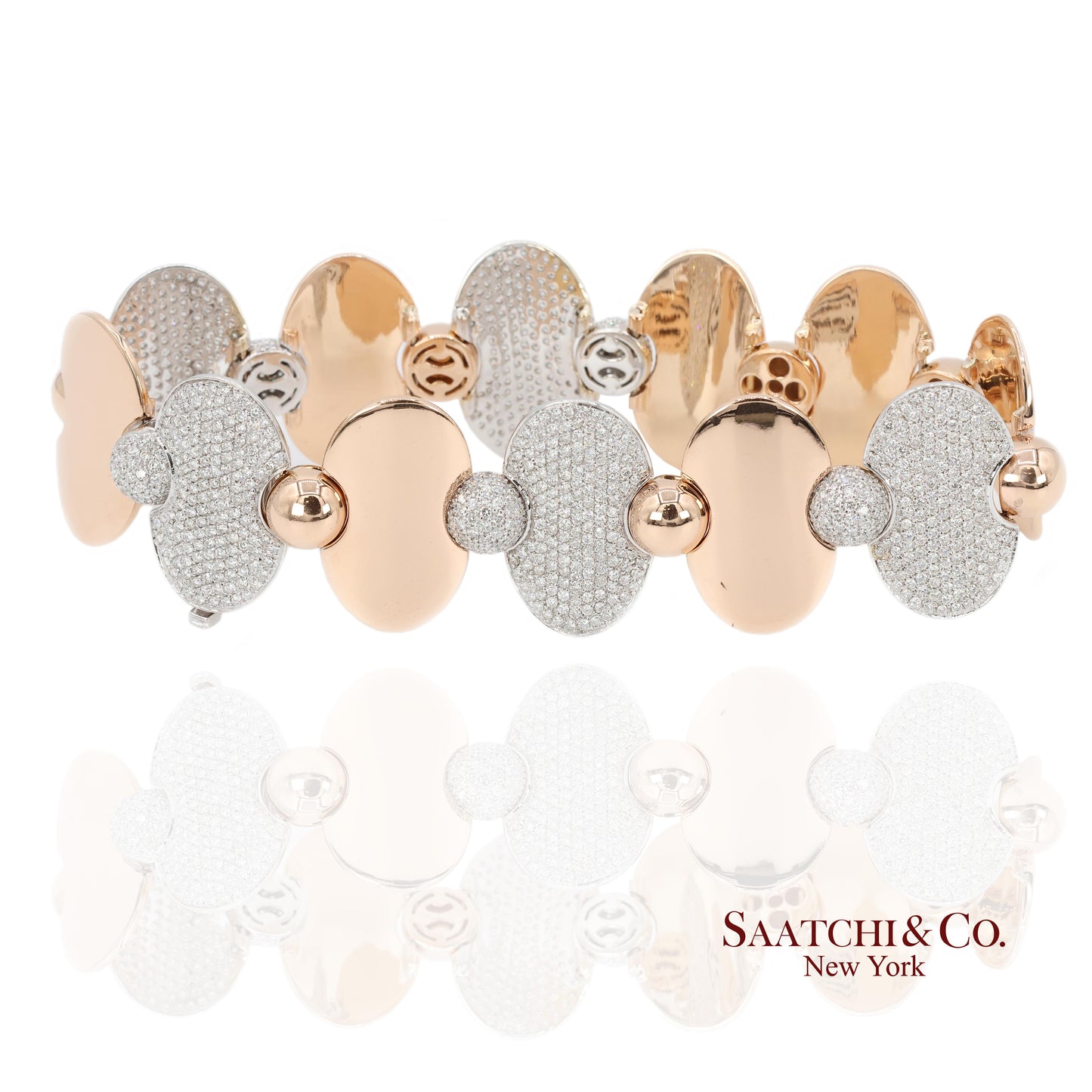 18k (750) Two Tone White and Rose Gold Natural Diamond Tennis Bracelet
