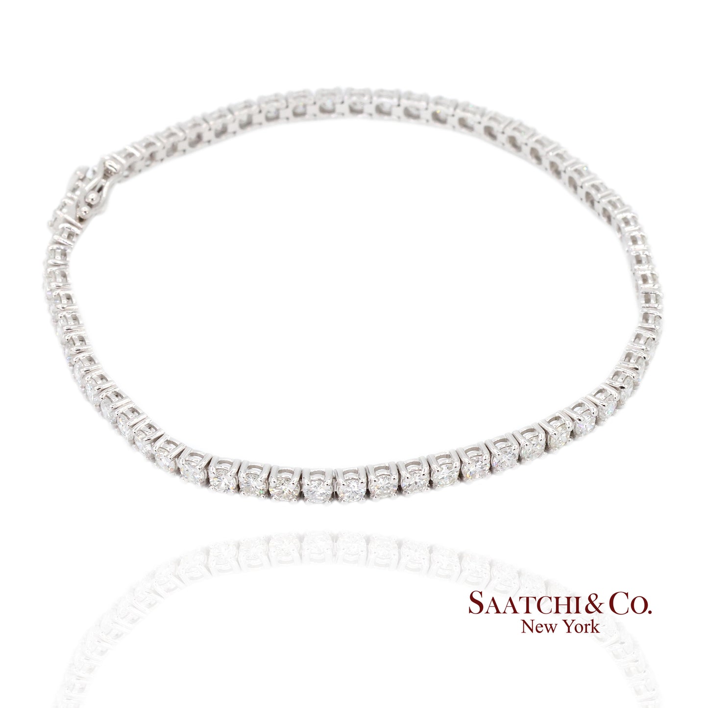 14k (585) White Gold Natural Diamond Tennis Bracelet size 7.5 inch