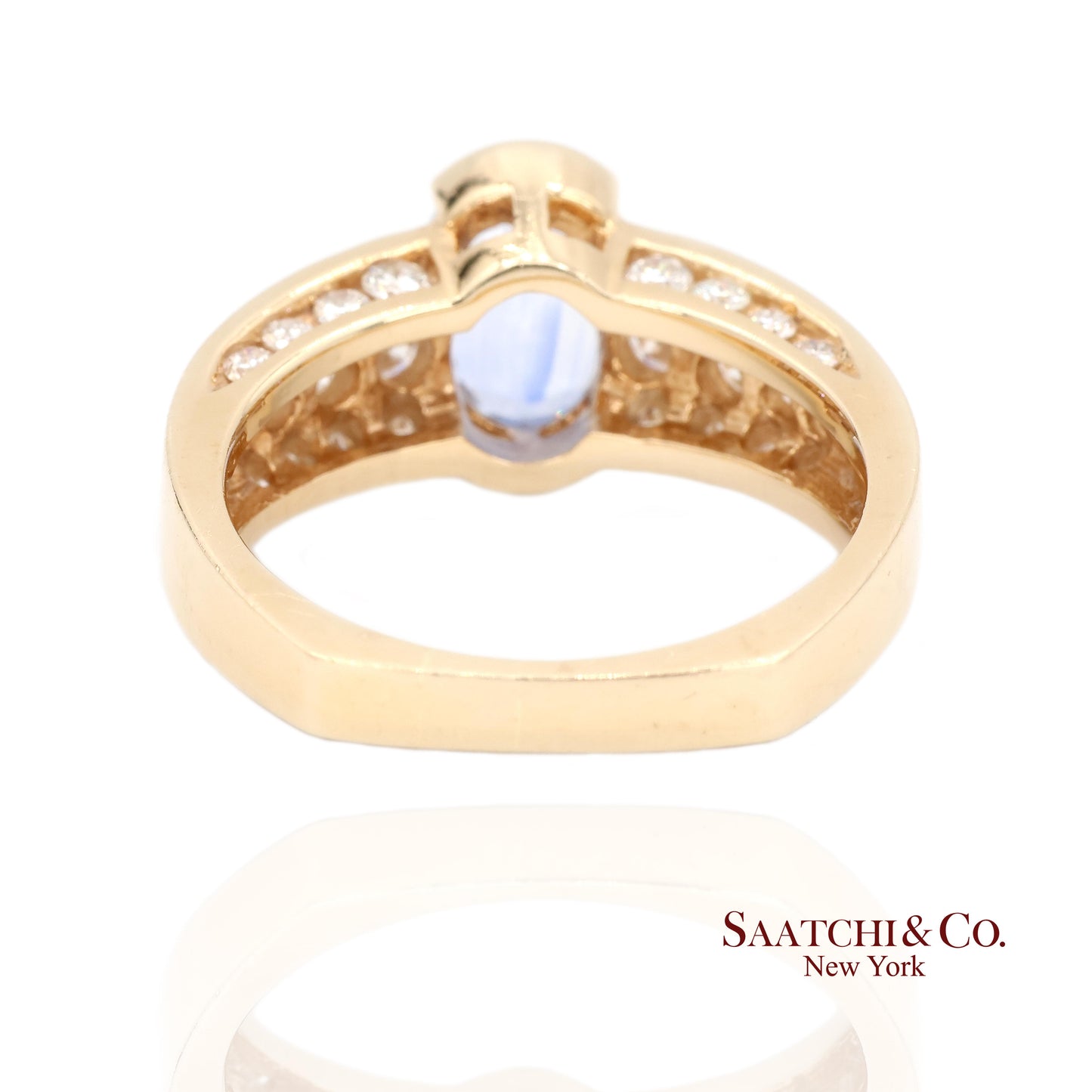 Vintage 14K Yellow Gold Natural Blue Sapphire and Diamond Ring