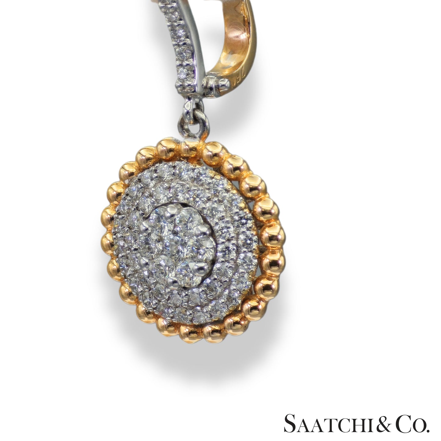 Two Tone Natural Diamond Earring in 18K (750) White & Rose Gold