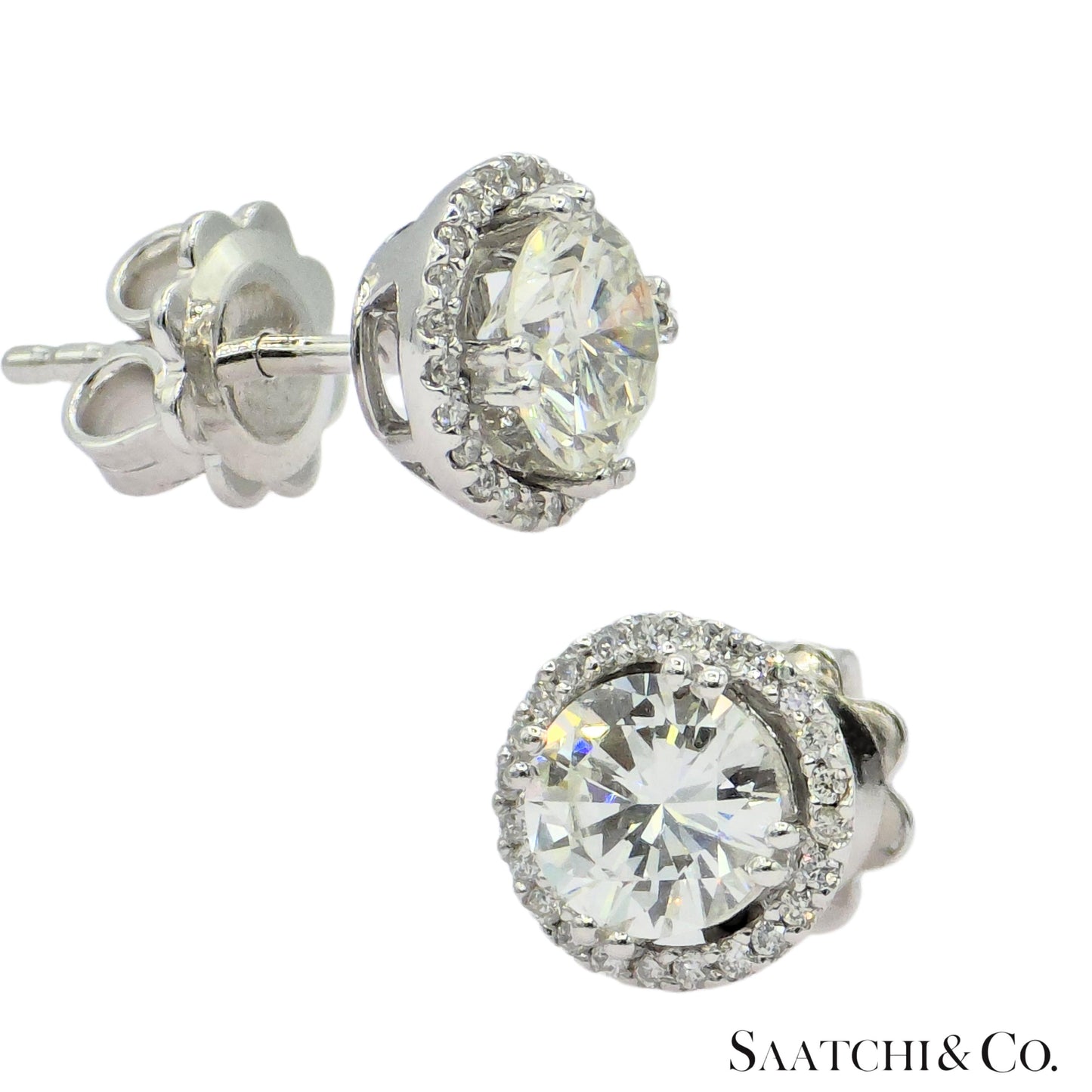 GIA Hilo Stud Natural Diamond Earring White 18k Gold