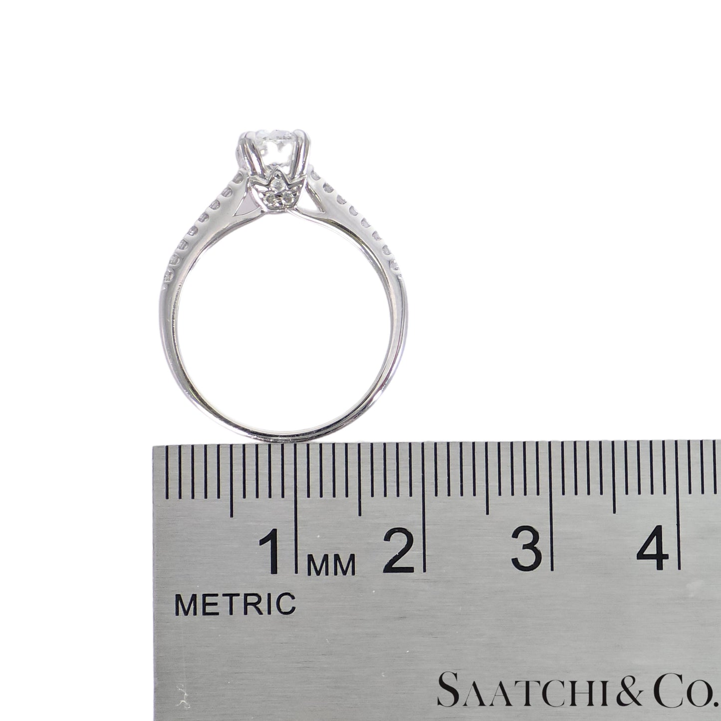 GIA Certified Natural Diamond Cushion cut in 18k (750) White Gold Ring Size 6