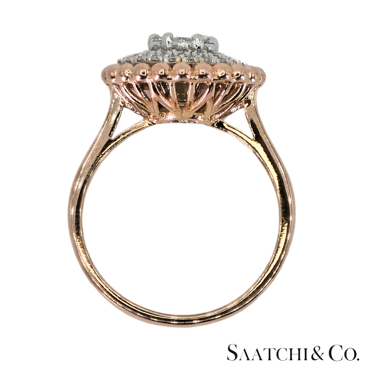 Natural Diamond Ring 18K White Rose Gold (750) Two Tone