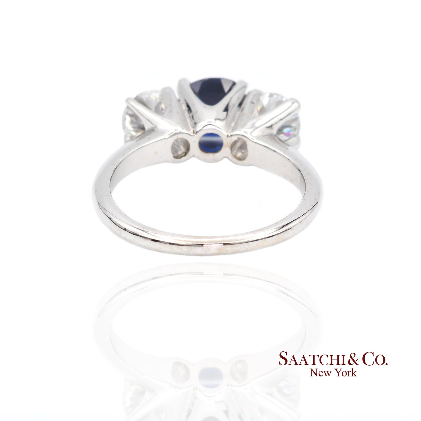 18k (750) White Gold Natural Sapphire and Diamond Ring Size 5