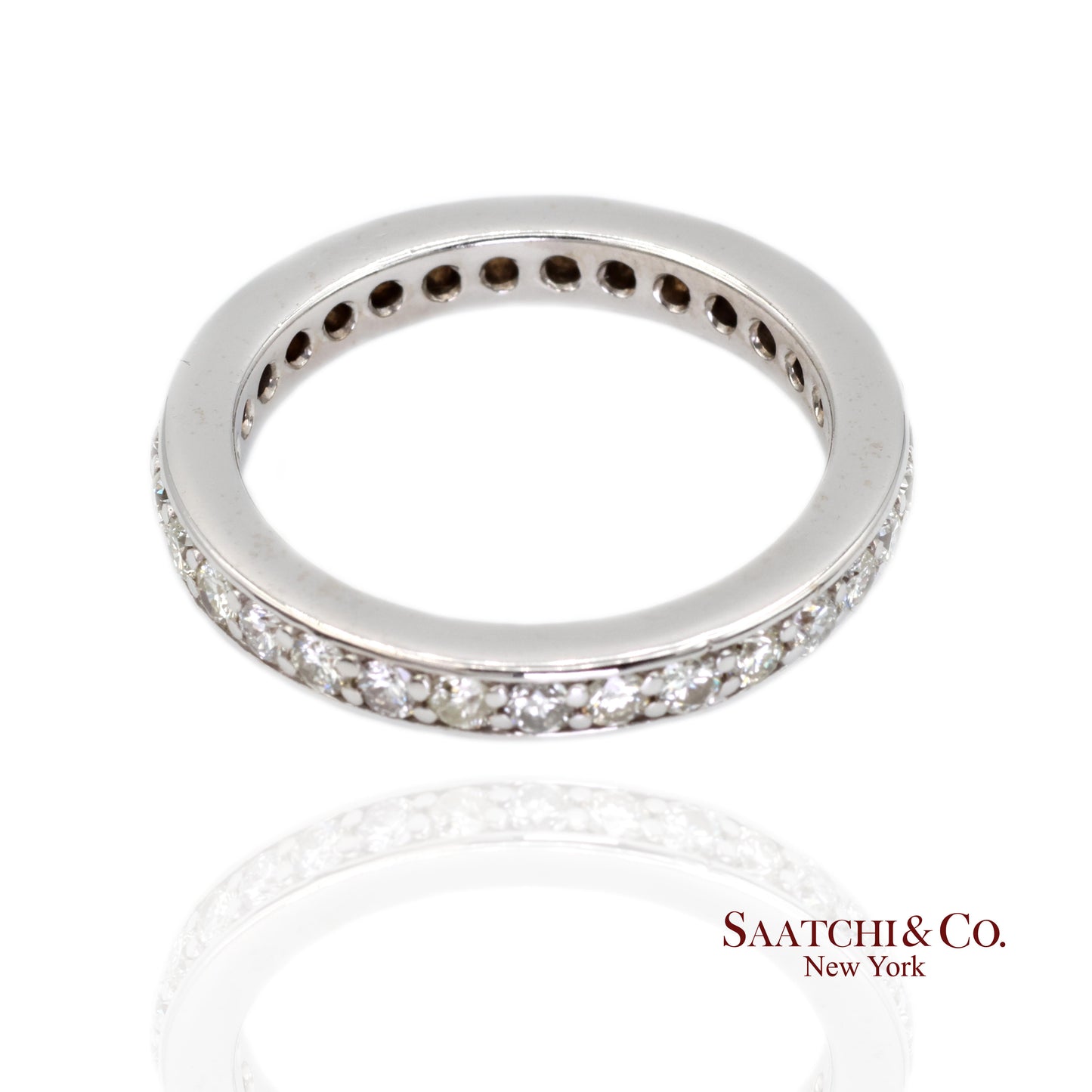 14k (585) White Gold Natural Diamond Eternity Band Size 6.5
