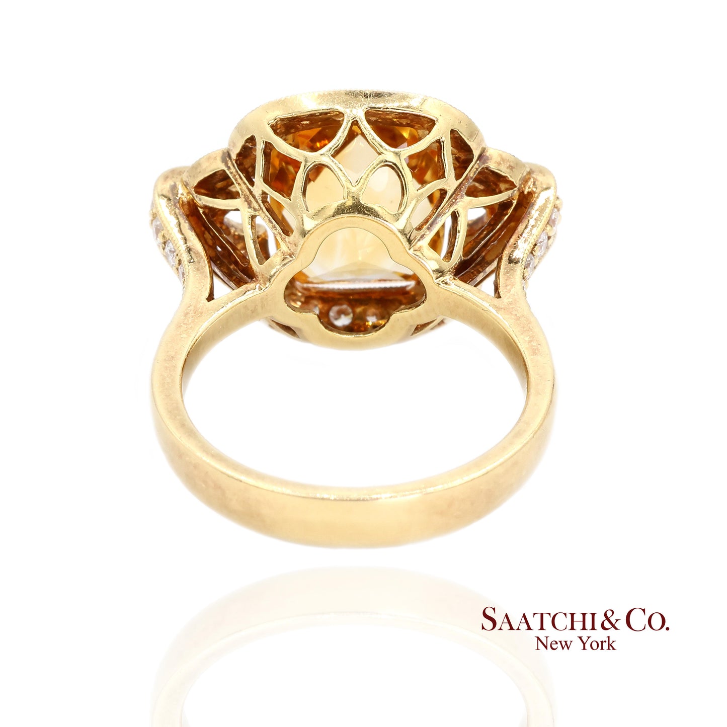 18K (750) Yellow Gold Citrine Natural Diamond Ring
