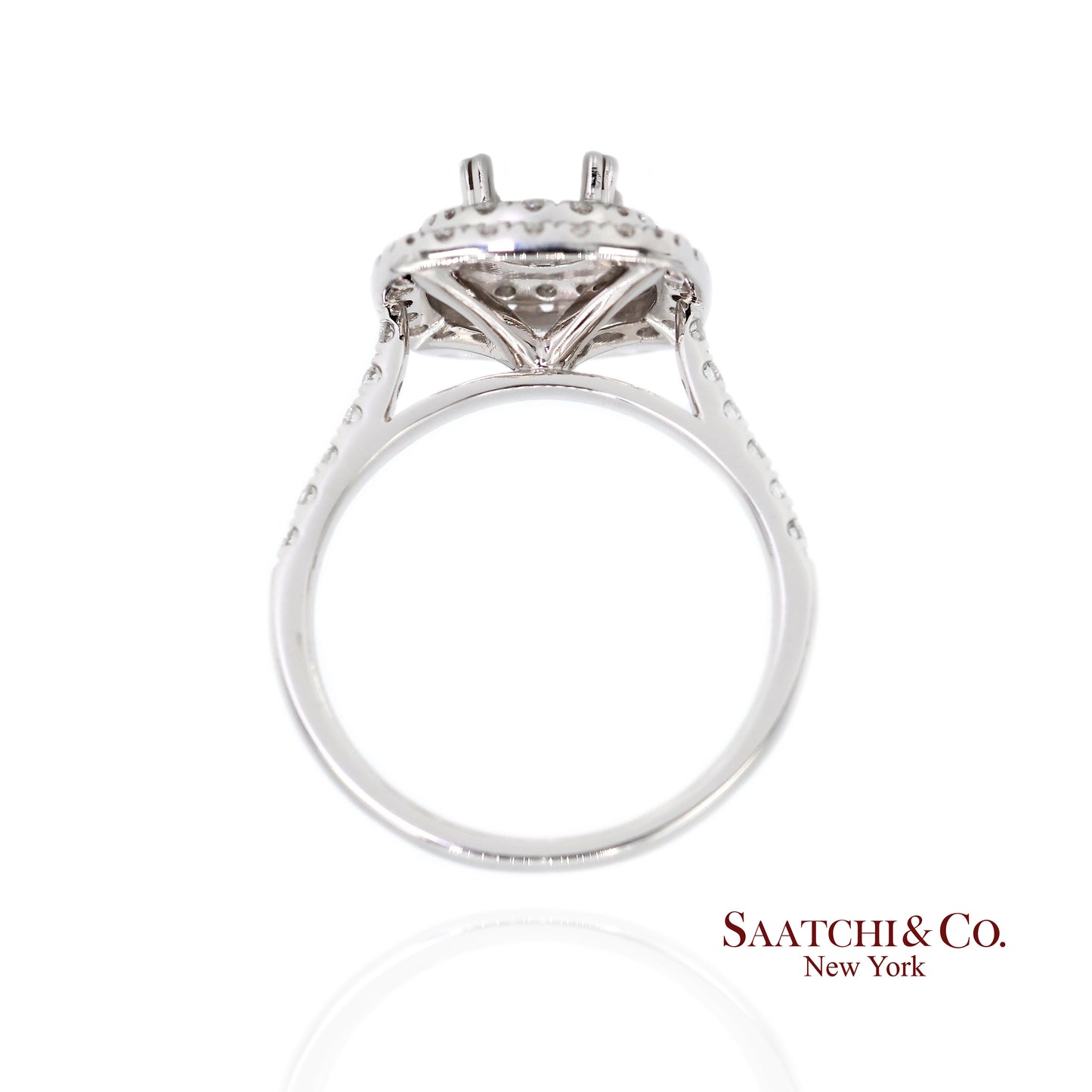 Platinum 950 Natural Brilliant Diamond Mounting Ring Size 6.5