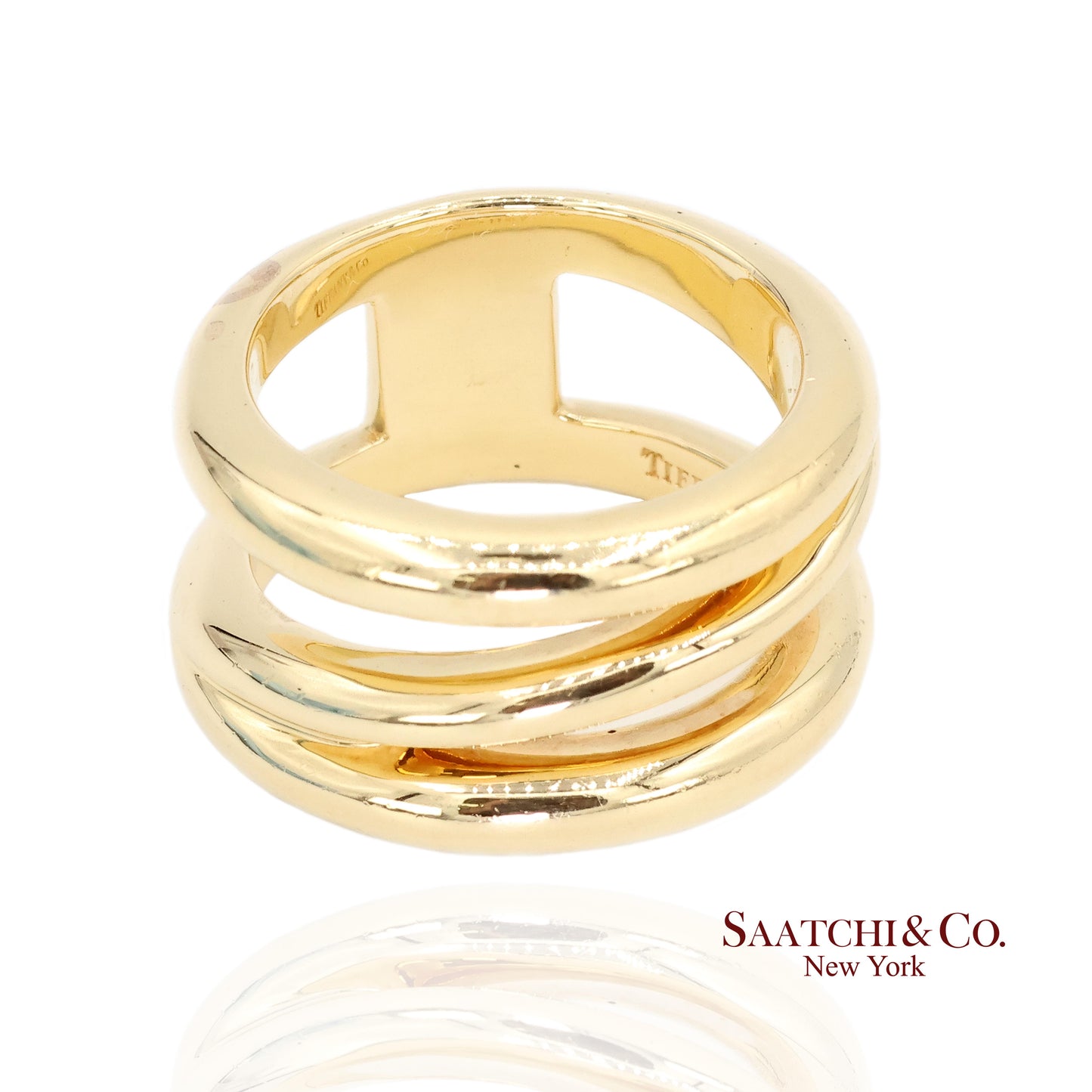 TIFFANY & Co. 18K Gold Diagonal Ring 5.5 Yellow Gold