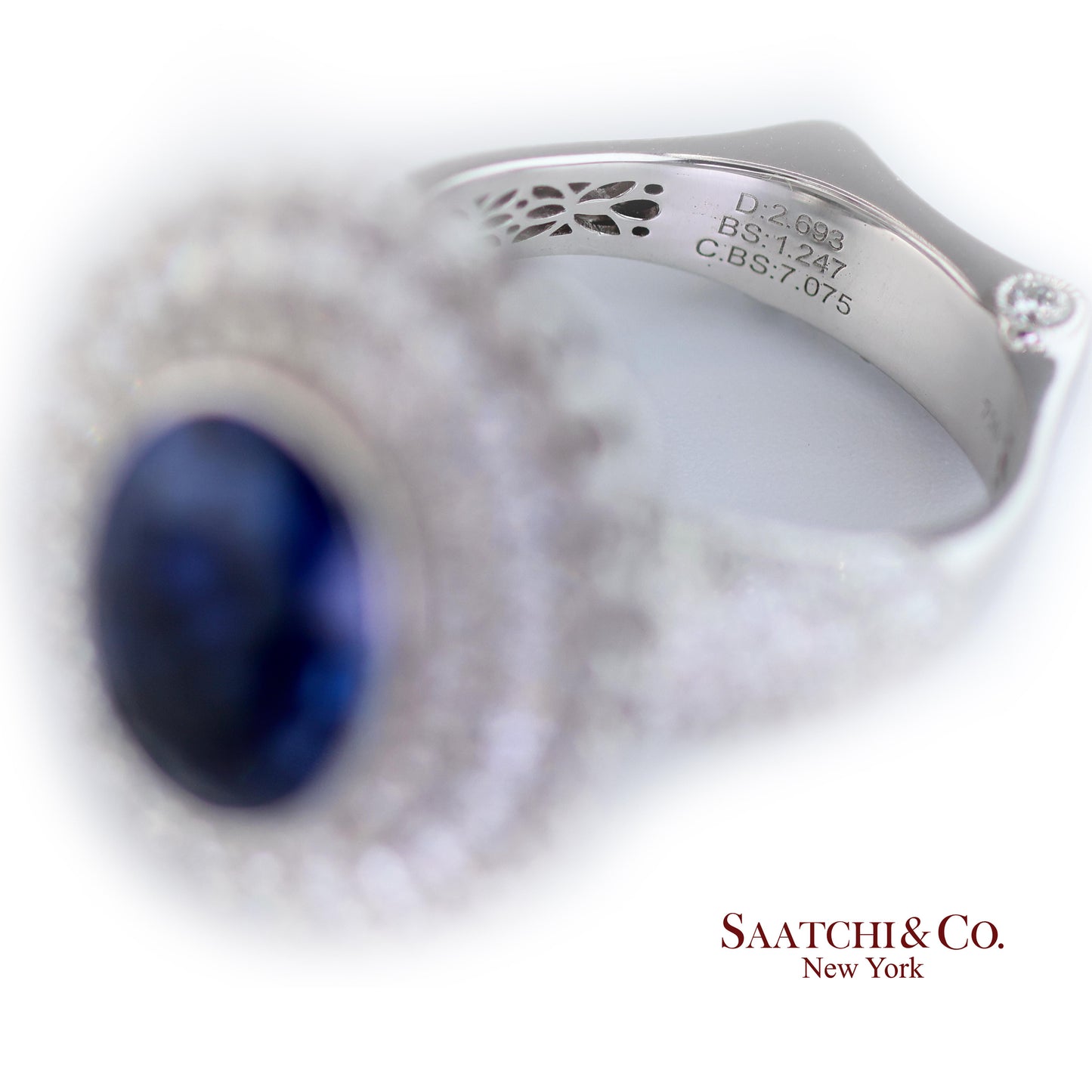 18k (750) White Gold Convertible Ring in Natural Sapphire and Natural Diamond