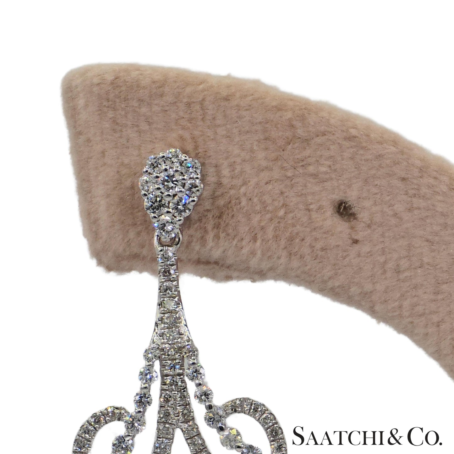 Natural Diamond Earring Pear Shape in 18K (750) White Gold