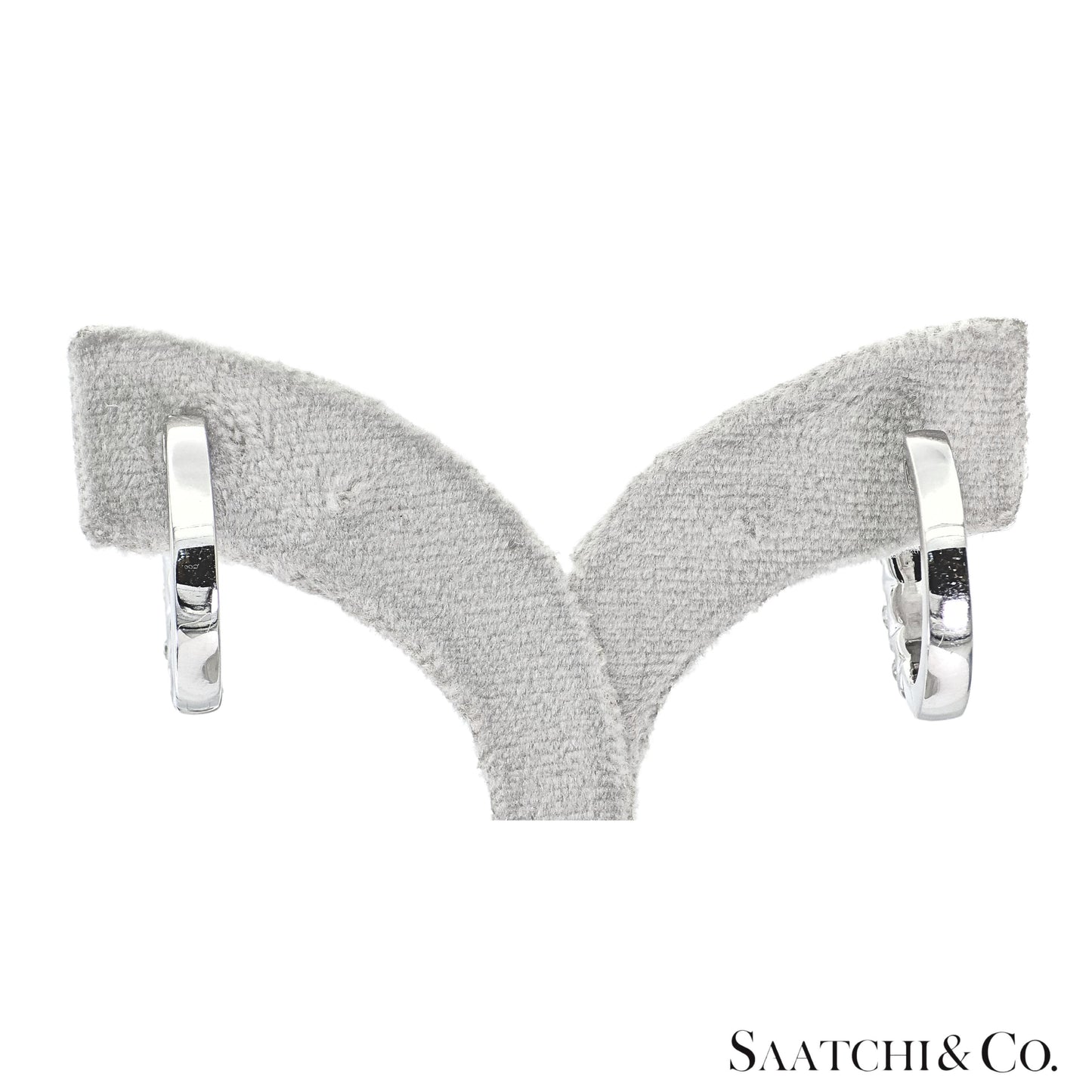 Natural Diamond Hoop Earrings 14K (585) White Gold