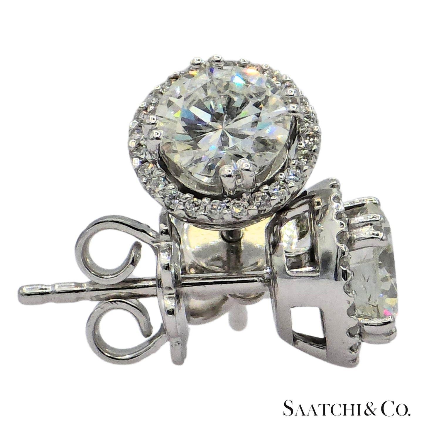 GIA Hilo Stud Natural Diamond Earring White 18k Gold