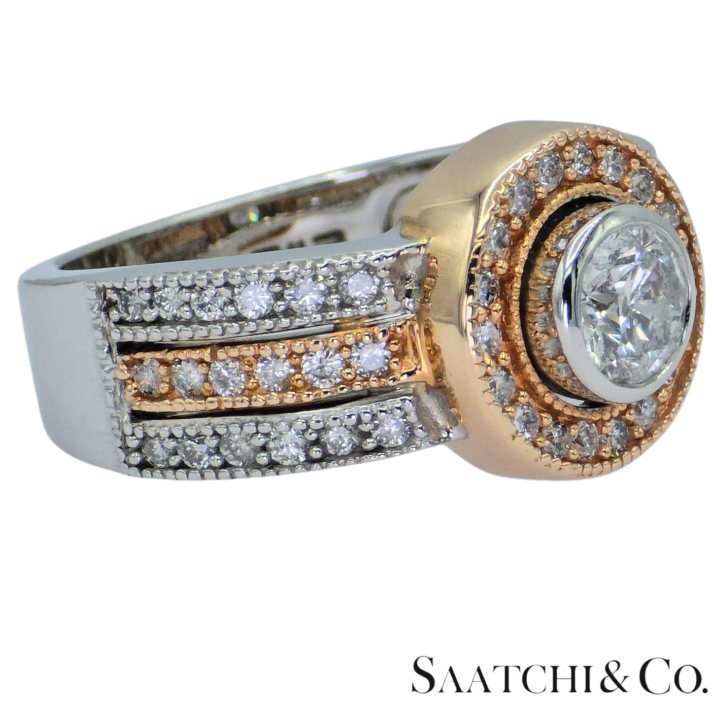 14K (585) White and Rose Gold Natural Diamond Ring