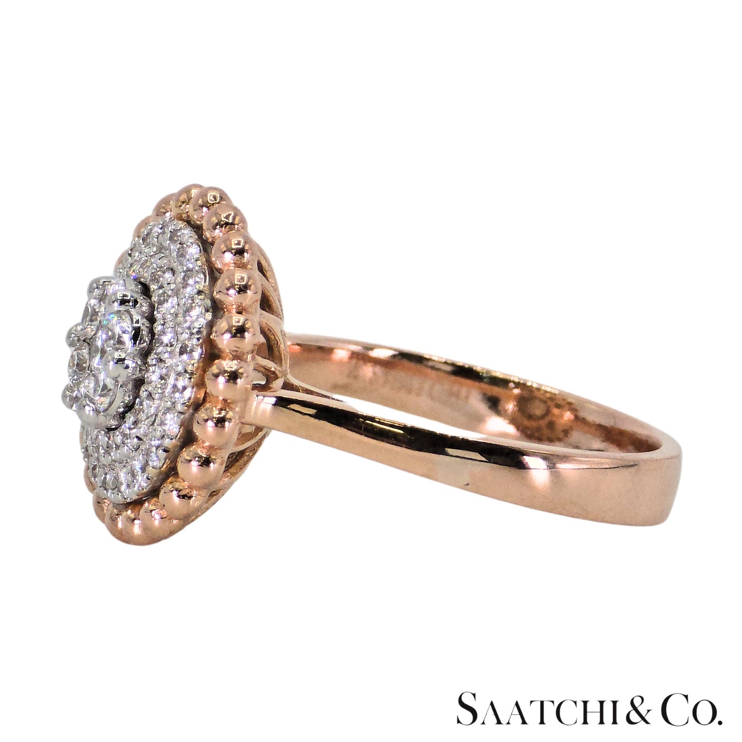 Natural Diamond Ring 18K White Rose Gold (750) Two Tone