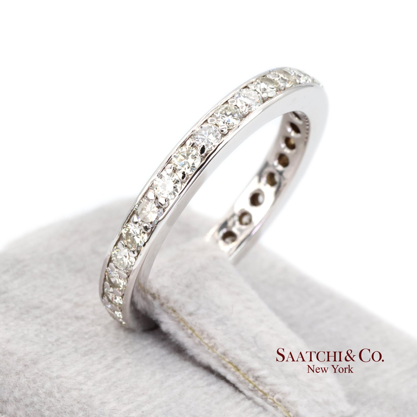 14k (585) White Gold Natural Diamond Eternity Band Size 6.5