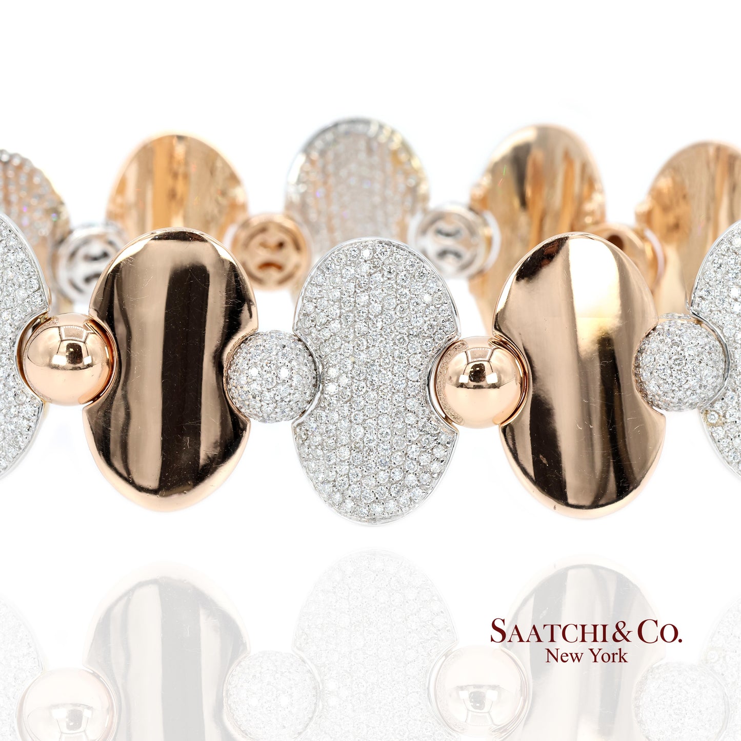 18k (750) Two Tone White and Rose Gold Natural Diamond Tennis Bracelet