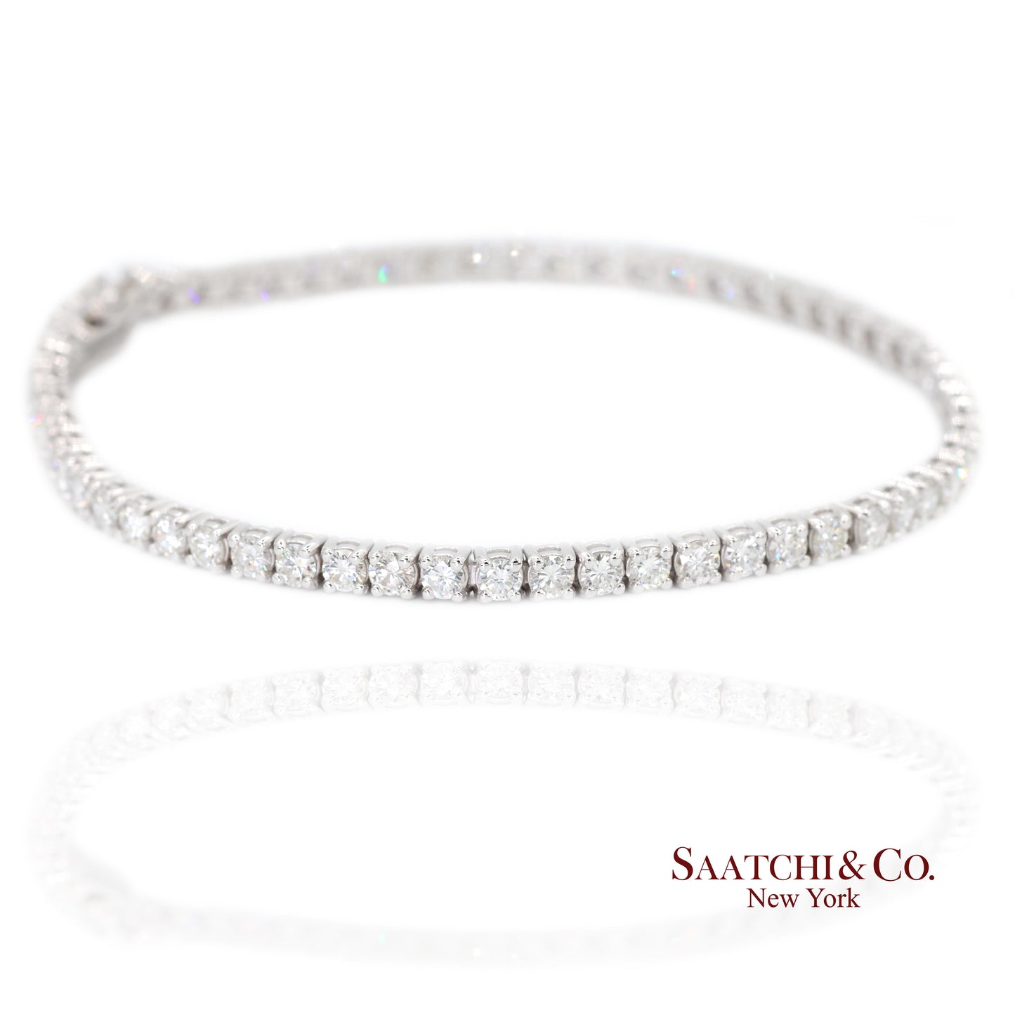 14k (585) White Gold Natural Diamond Tennis Bracelet size 7.5 inch