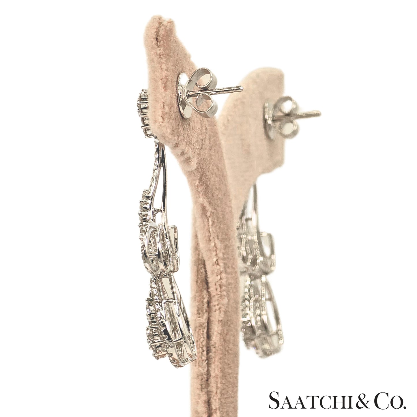 Natural Diamond Earring Pear Shape in 18K (750) White Gold
