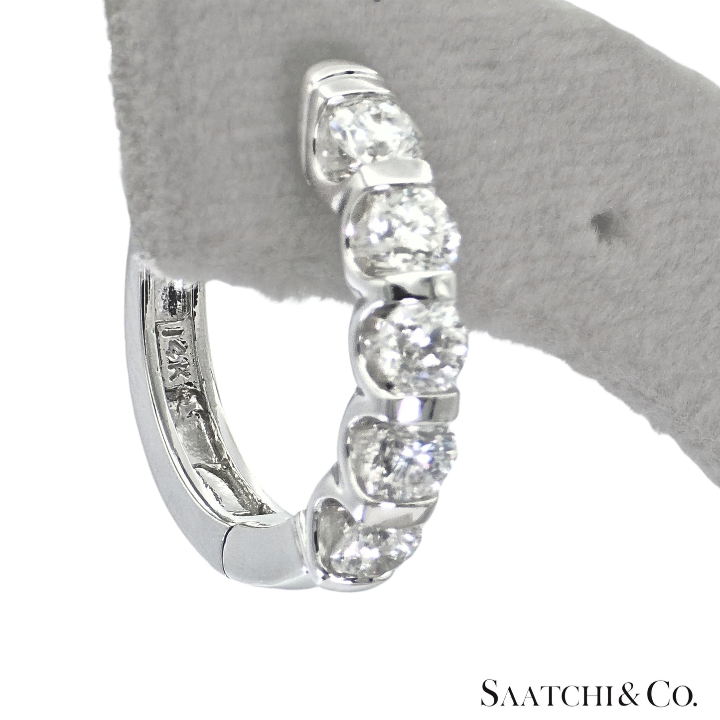 Natural Diamond Hoop Earrings 14K (585) White Gold