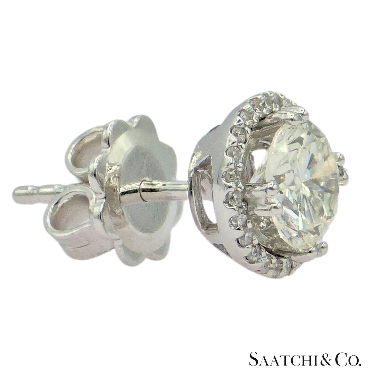 GIA Hilo Stud Natural Diamond Earring White 18k Gold