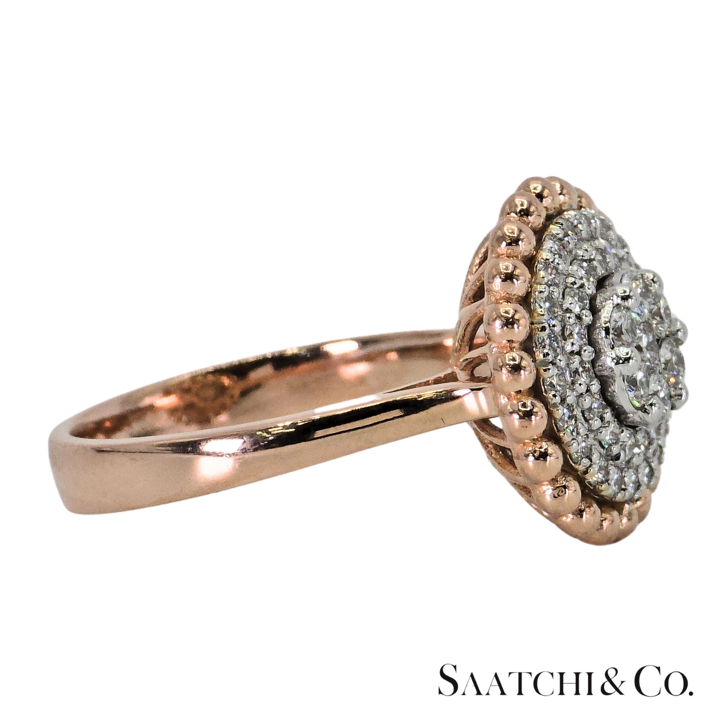 Natural Diamond Ring 18K White Rose Gold (750) Two Tone