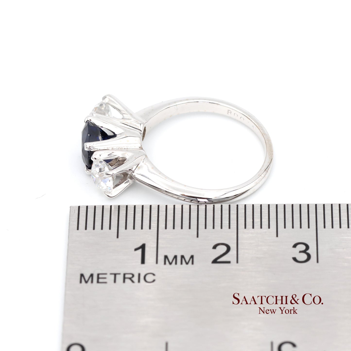18k (750) White Gold Natural Sapphire and Diamond Ring Size 5