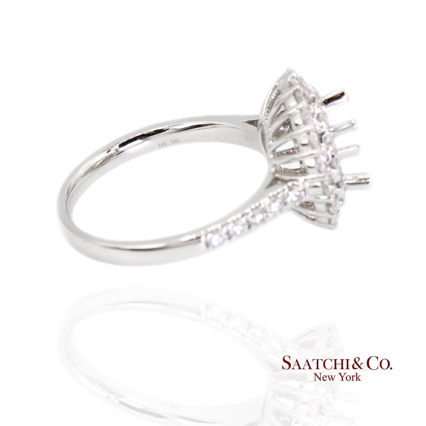 Platinum 950 Natural Brilliant Diamond Mounting Ring Size 6.5